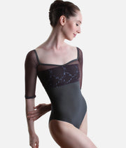 Professional Ballet Leotard with Geometric Neckline - MANIA CL Vesuvio