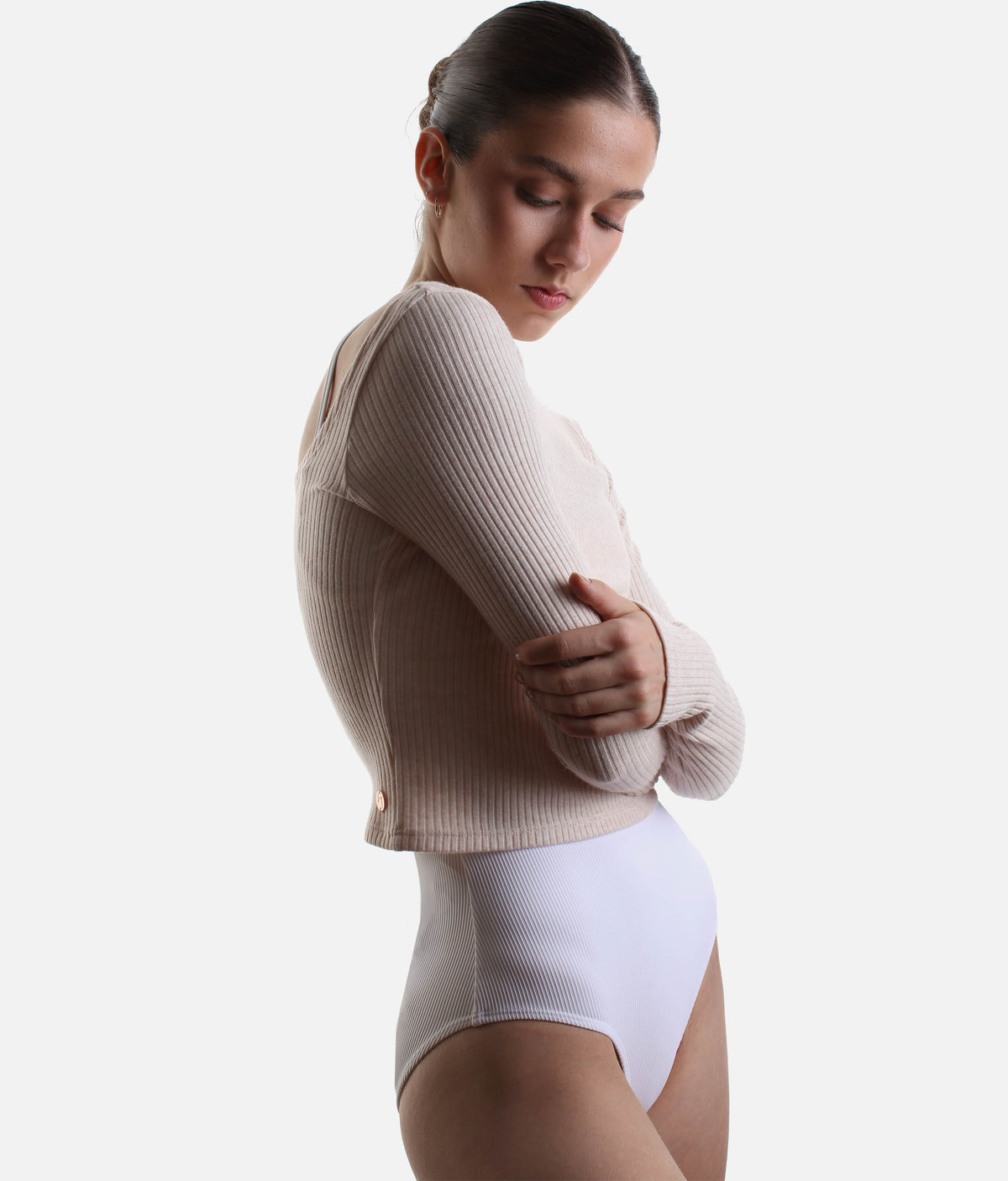 Reversible Knit Ballet Top, Cropped Long Sleeve Warm-Up