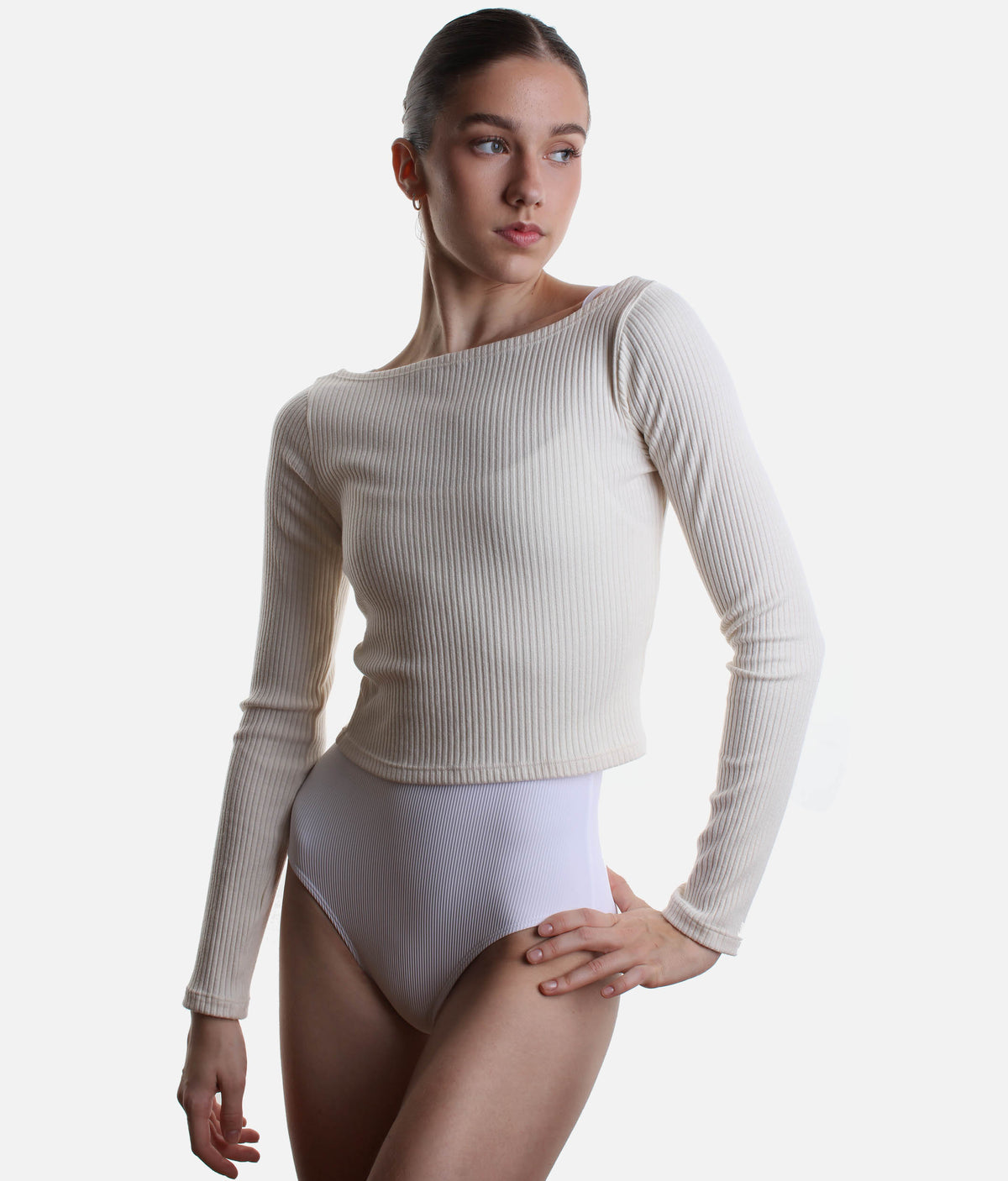 Reversible Knit Ballet Top, Cropped Long Sleeve Warm-Up