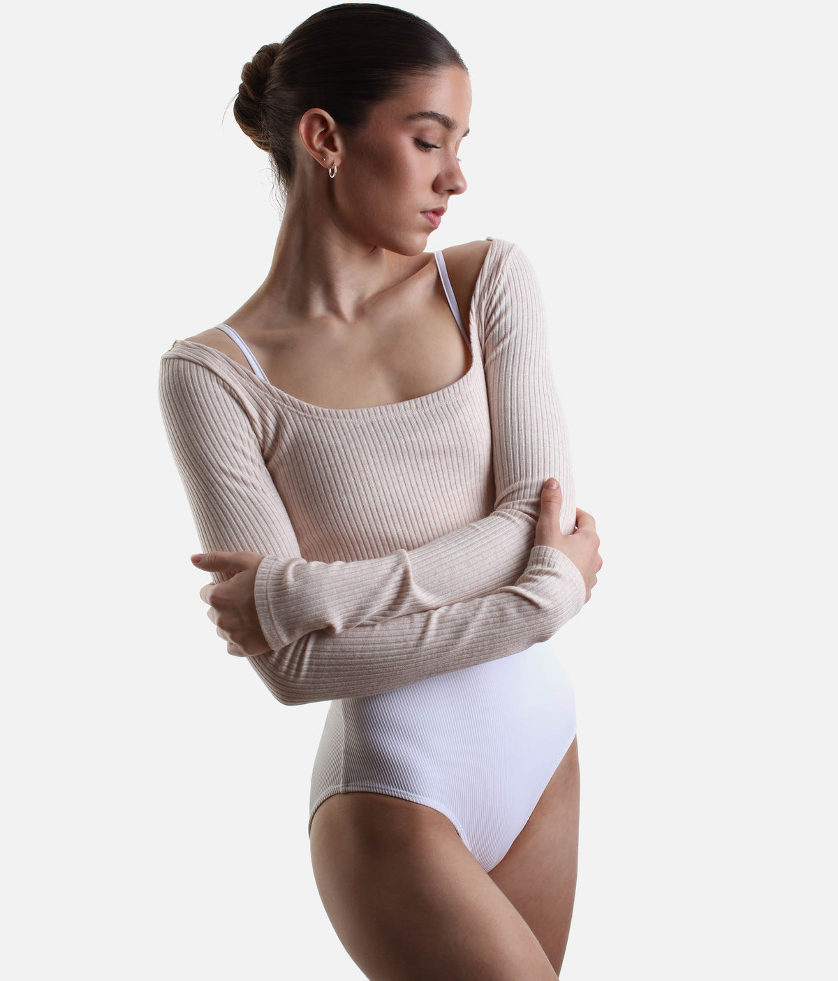 Reversible Knit Ballet Top, Cropped Long Sleeve Warm-Up