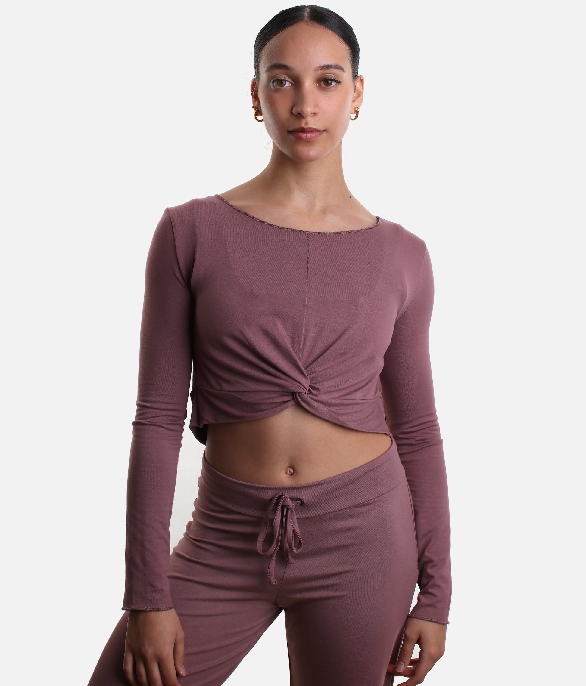 Bamboo Twist Front Dance Warm-Up Crop Top - MEGUMI