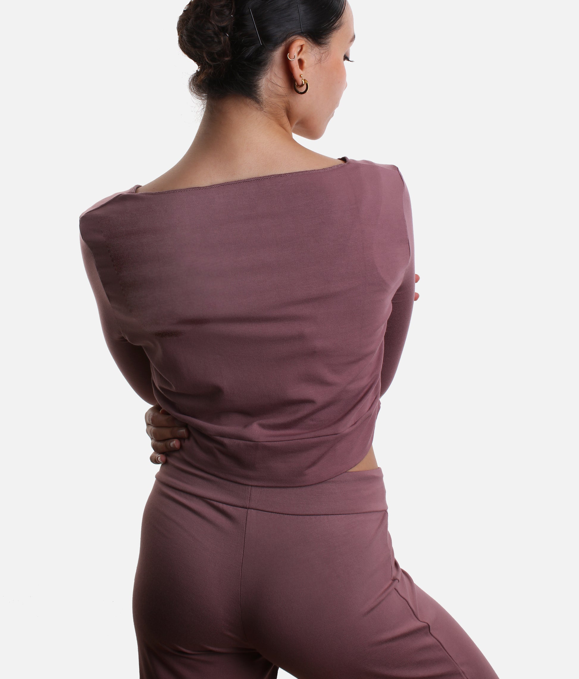 Bamboo Twist Front Dance Warm-Up Crop Top - MEGUMI
