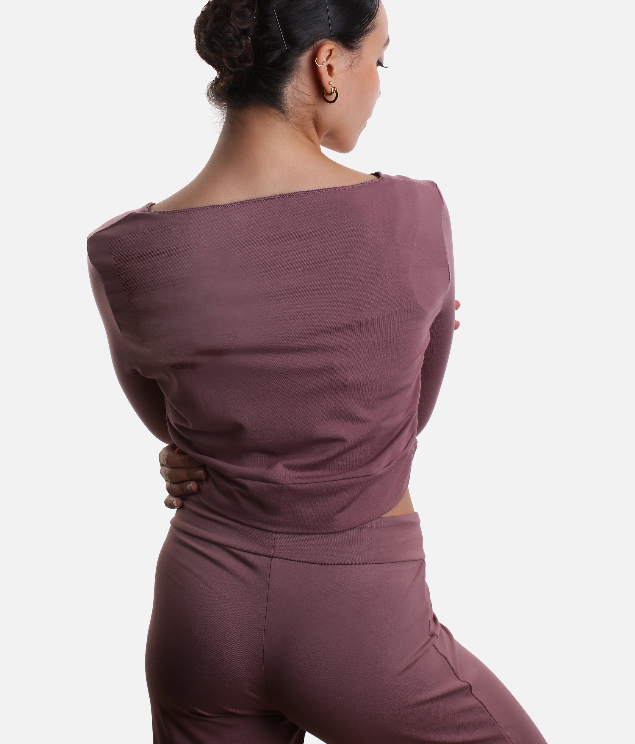 Bamboo Twist Front Dance Warm-Up Crop Top - MEGUMI