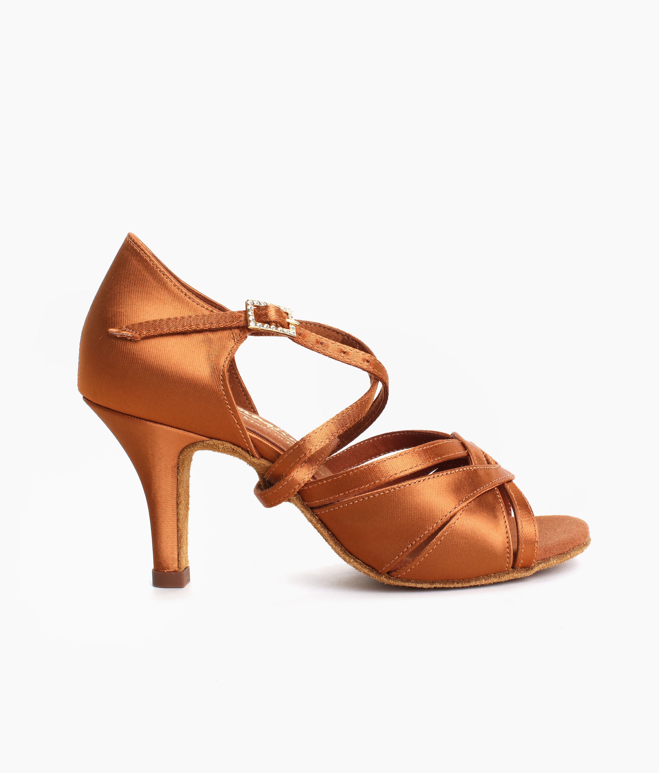 Latin Dance Shoes with Satin X-Strap Design, Gel Padding, Ultra-Flexible Sole - MIA