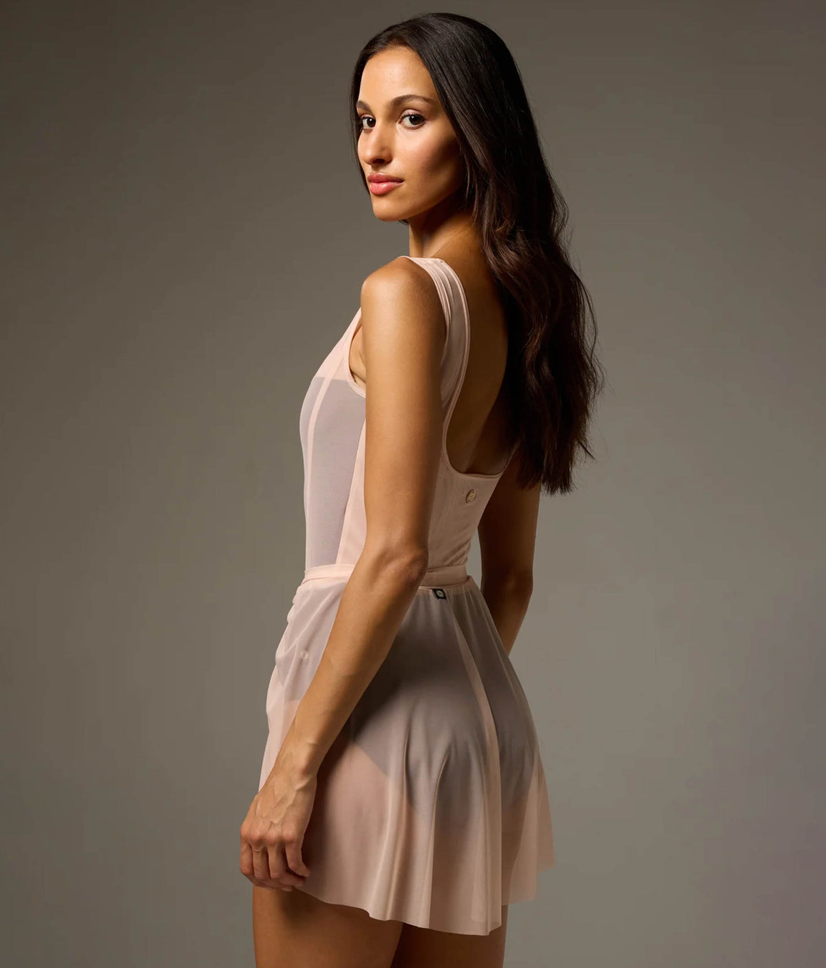 Bodile Mika Mesh Ballet Skirt – Adjustable Ruching & High-Low Hem
