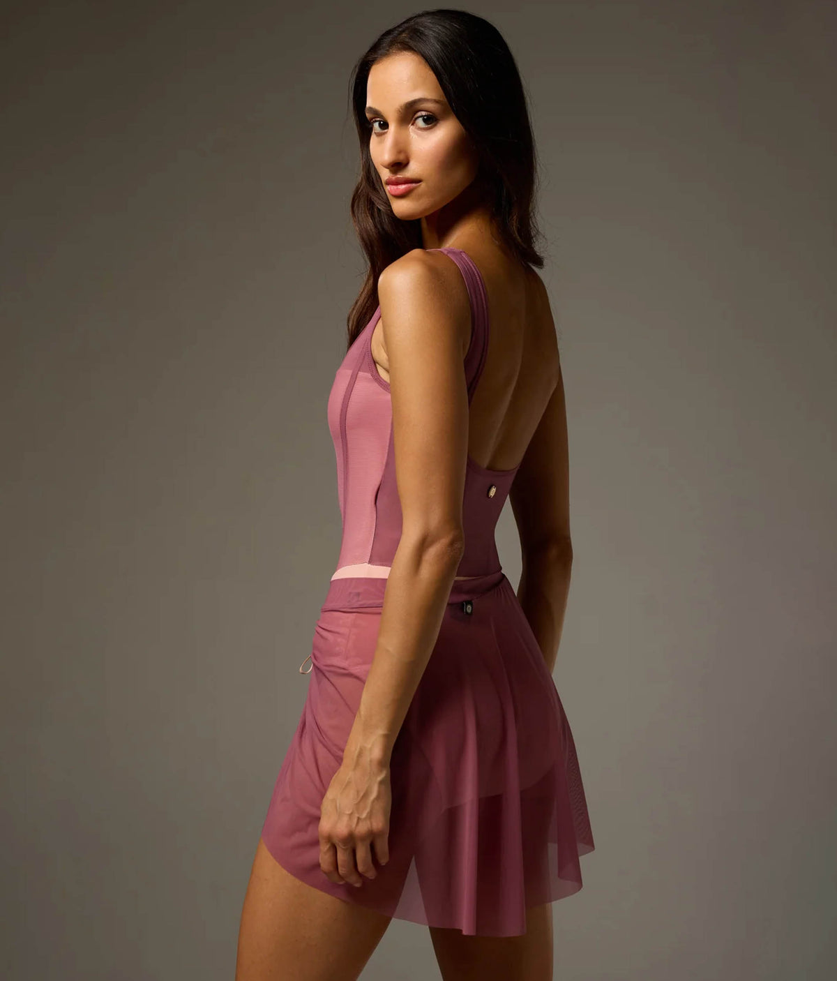 Bodile Mika Mesh Ballet Skirt – Adjustable Ruching & High-Low Hem