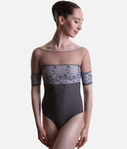Luxury Embroidered ¾ Sleeve Ballet Leotard - MINERVA GL Magnete