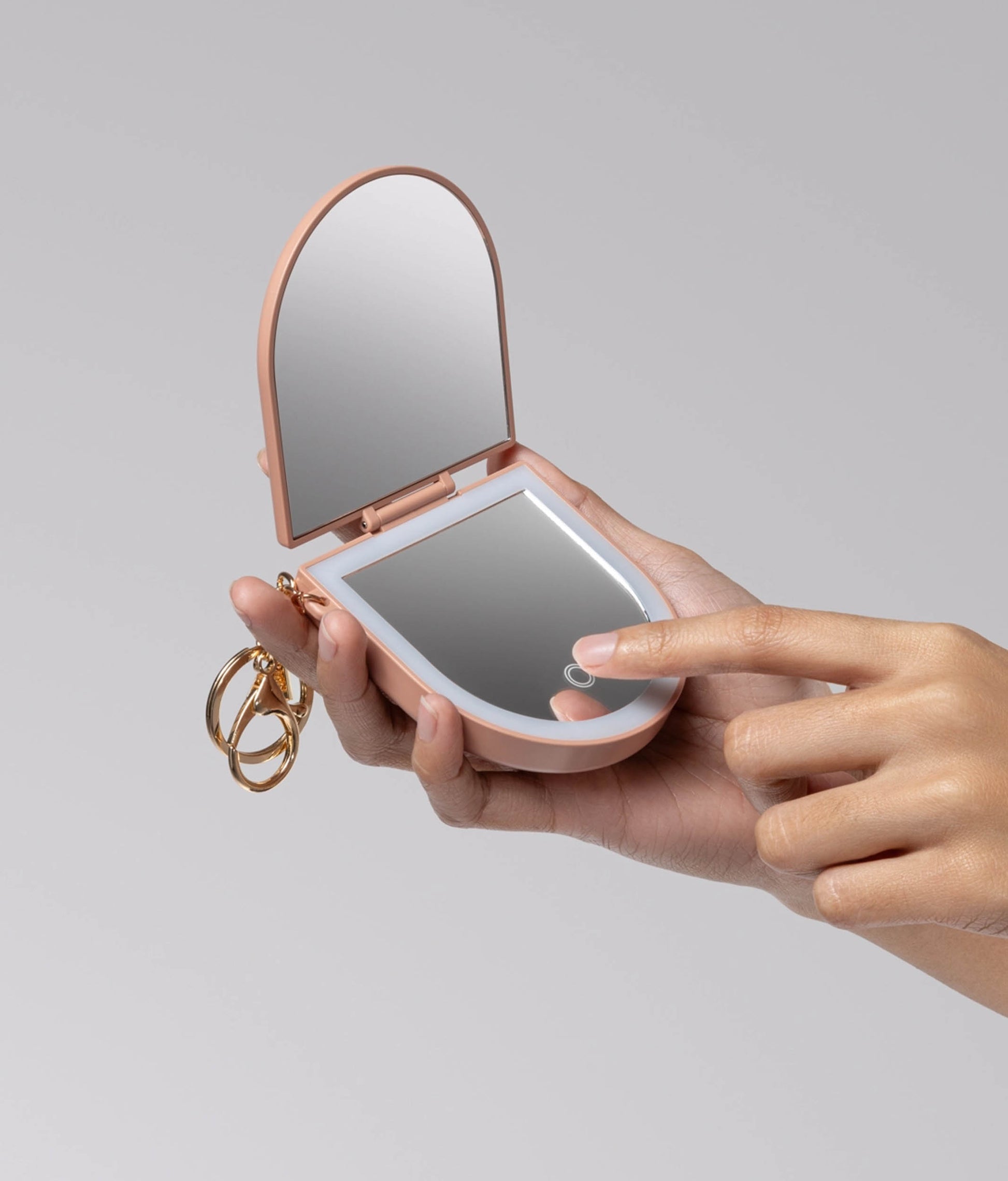 Terracotta Compact Mirror with LED Light – Travel-Size