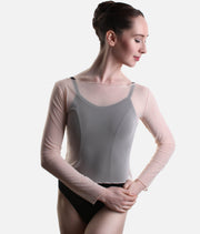 Elegant Dance Mesh Top, Four-Way Stretch Warmup Essential - NATASHA