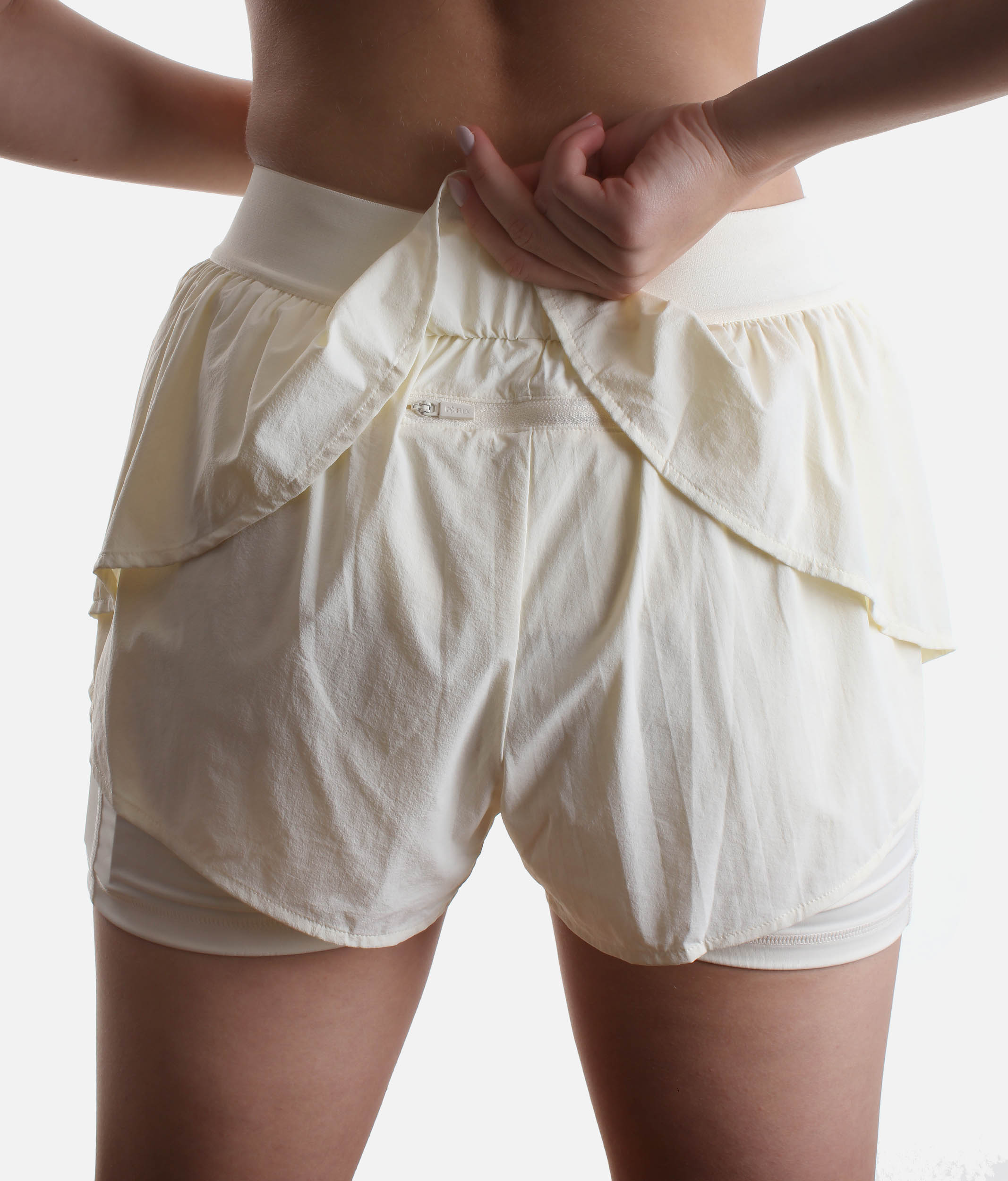  ON THE RUN SHORT - Ivory V-Waist Flowy Shorts