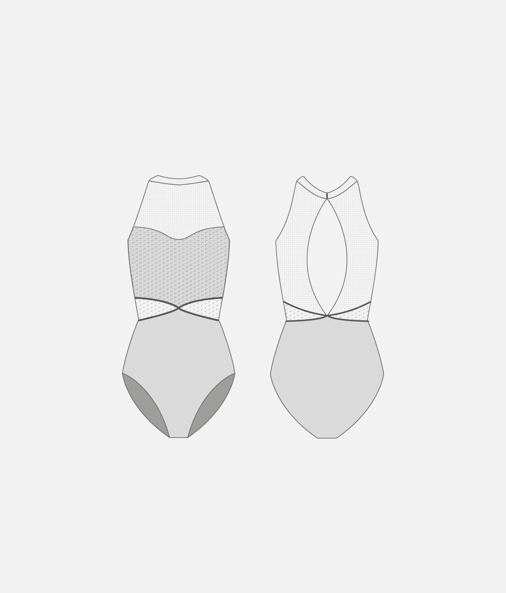 High Neck Ballet Leotard with Elegent Open Back - PANDIA CL Preludio