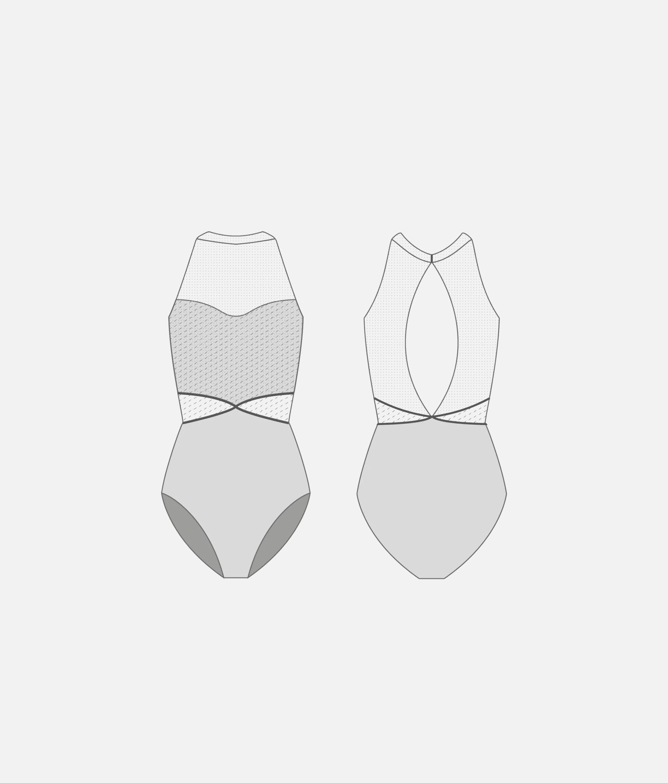 High Neck Ballet Leotard with Elegent Open Back - PANDIA CL Preludio
