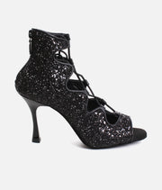 Glitter Dance Heels, Adjustable Lace-Up, Back Zipper & 70mm Heel - PD805 PRO