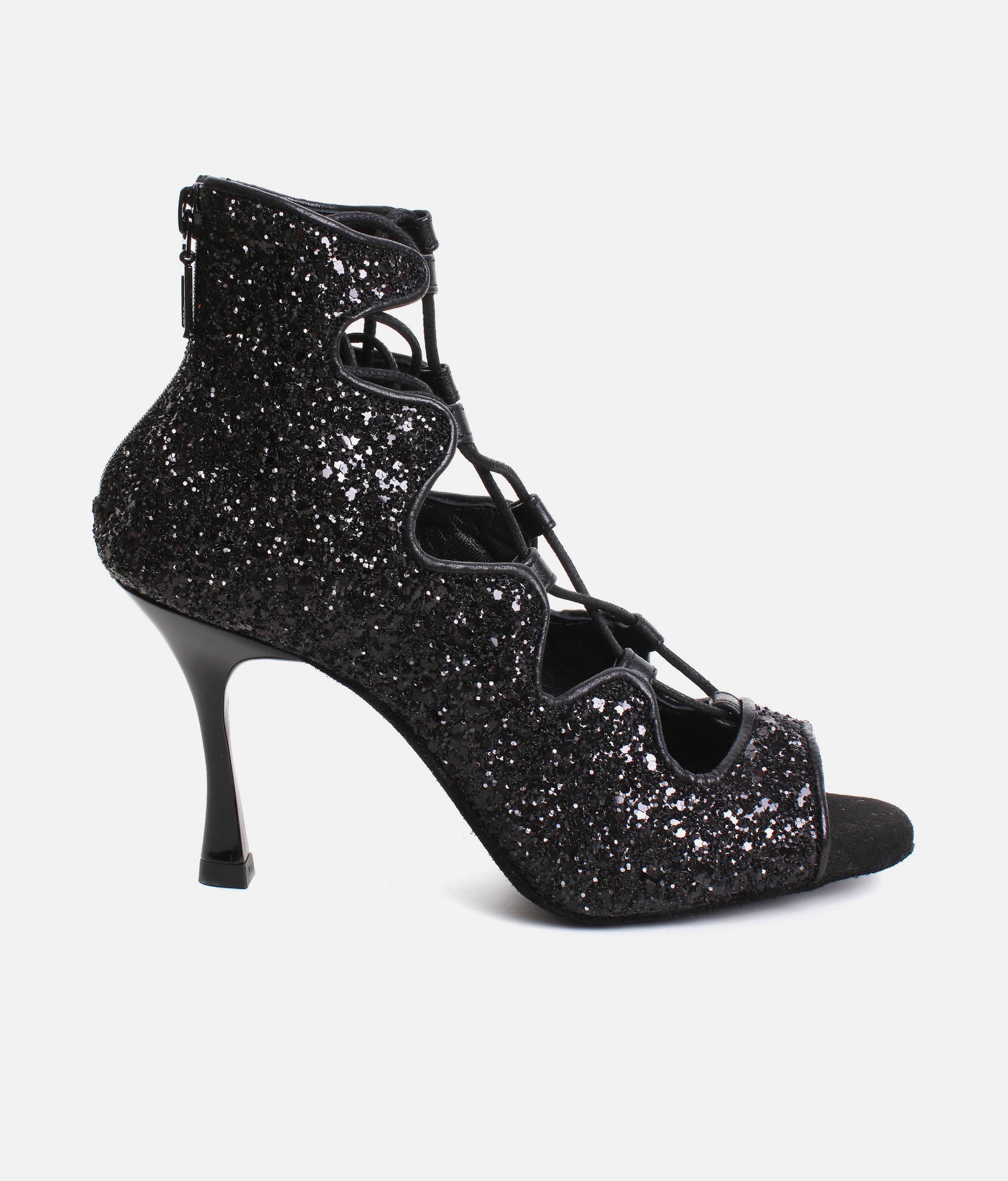Glitter Dance Heels, Adjustable Lace-Up, Back Zipper & 70mm Heel - PD805 PRO