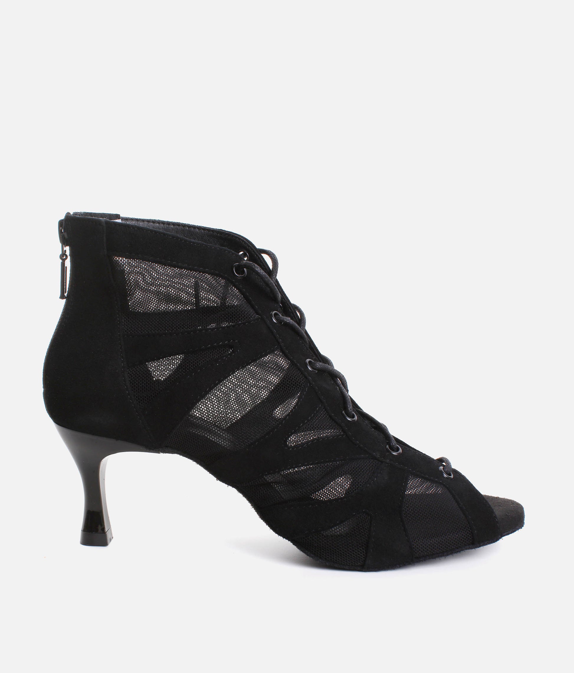 Lace Up Social Dance Shoes with Open Toe, Back Zipper, 50mm Heel - PD819
