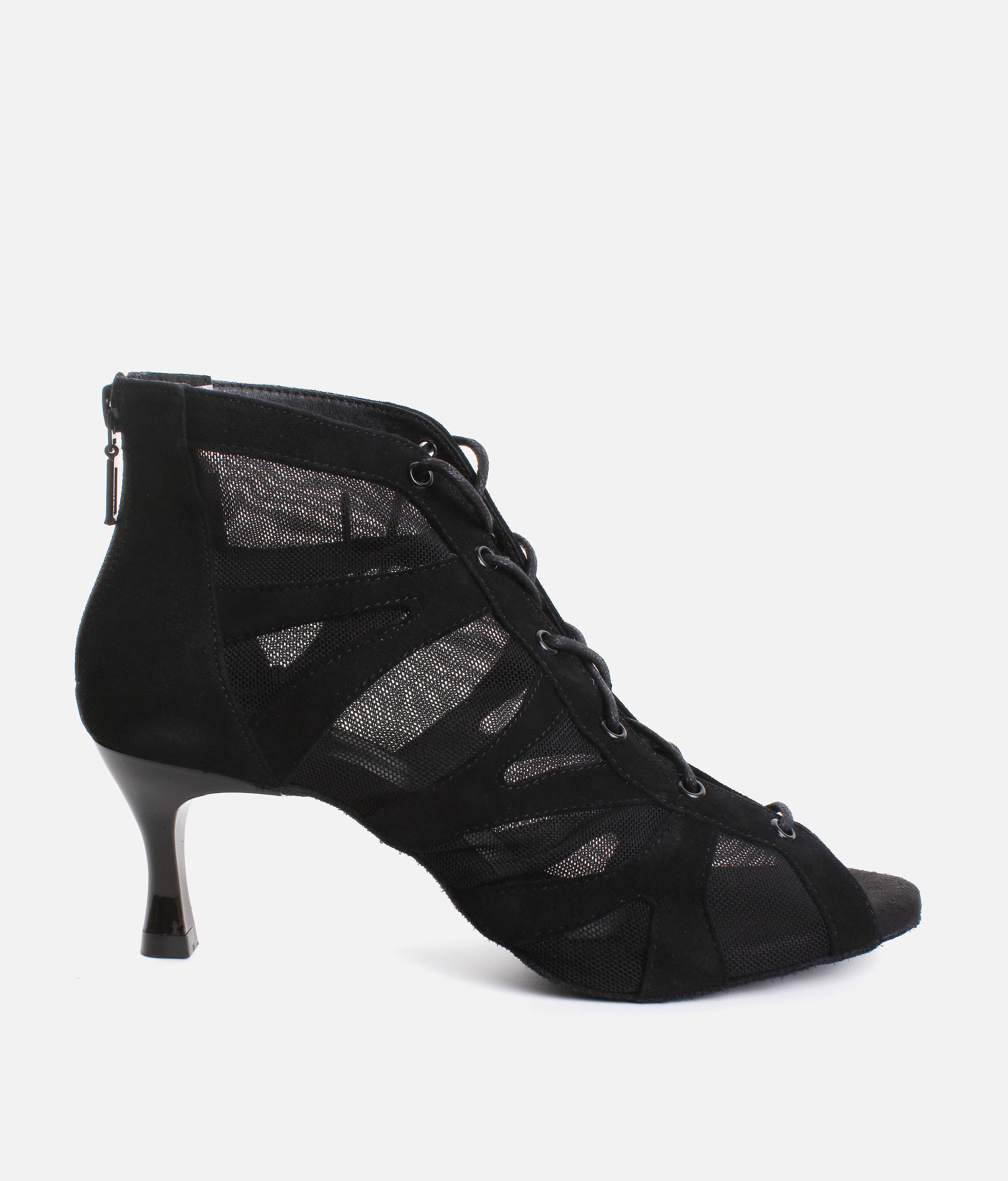 Lace Up Social Dance Shoes with Open Toe, Back Zipper, 50mm Heel - PD819