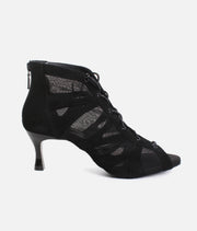 Lace Up Social Dance Shoes with Open Toe, Back Zipper, 50mm Heel - PD819