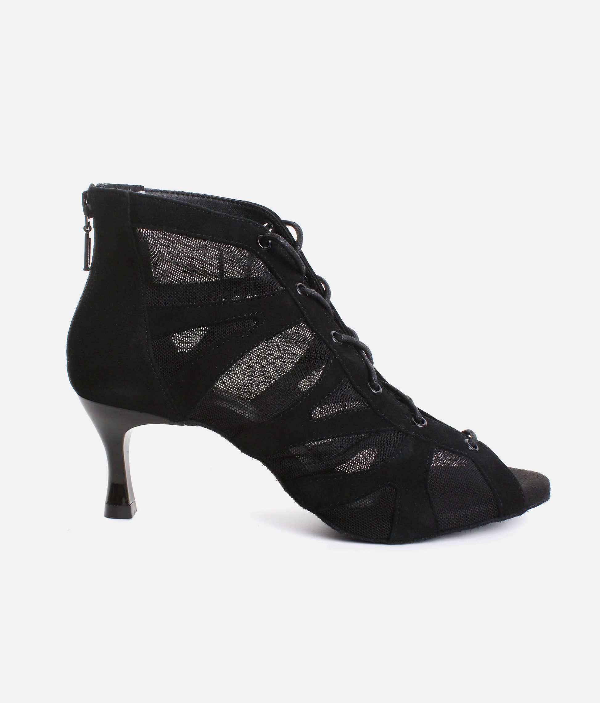 Lace Up Social Dance Shoes with Open Toe, Back Zipper, 50mm Heel - PD819