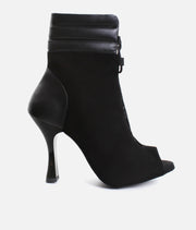 Elegant Peep-Toe Dance Heels with Adjustable Laces, 80mm Flare Heel - TATIANA