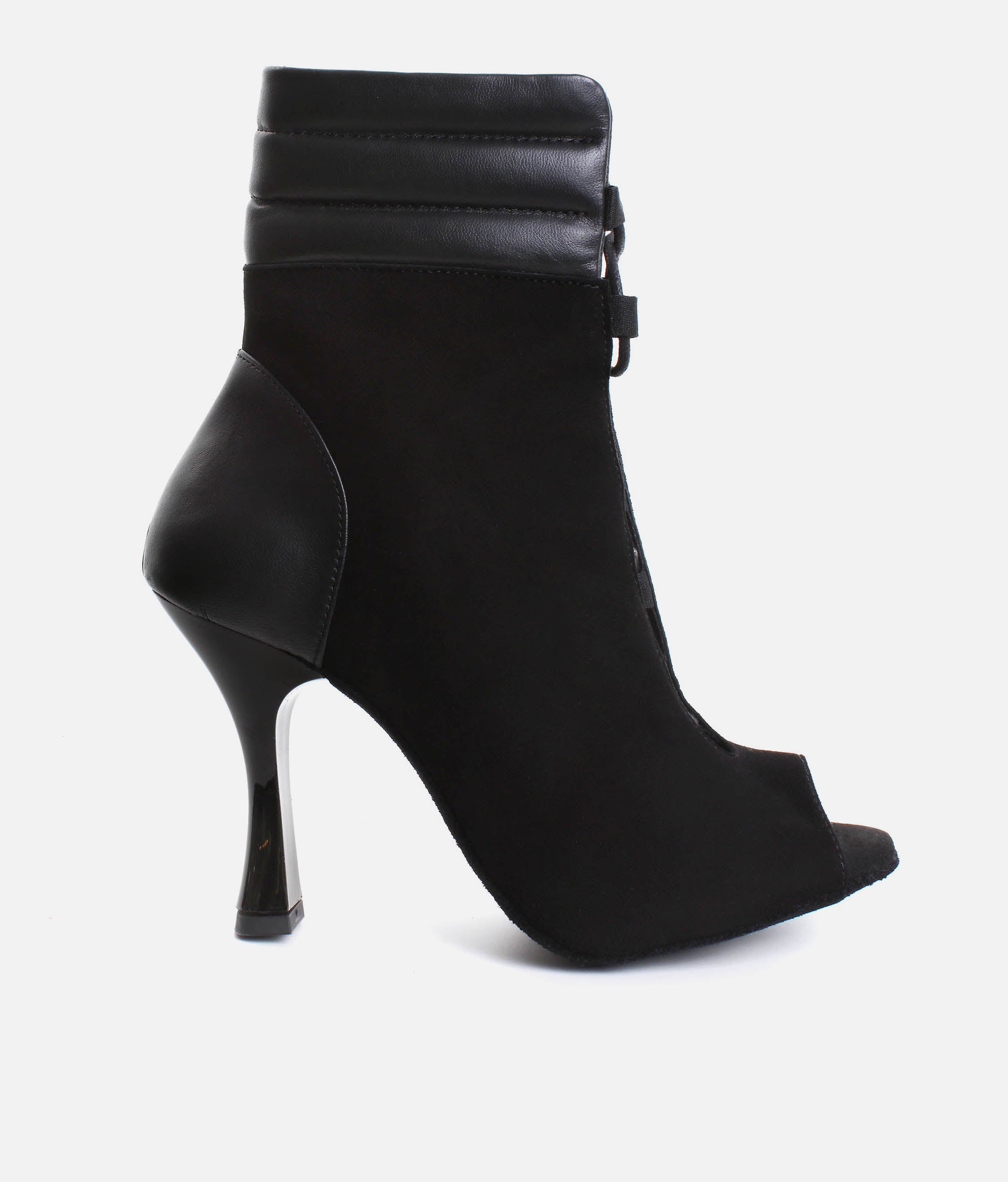 Elegant Peep-Toe Dance Heels with Adjustable Laces, 80mm Flare Heel - TATIANA