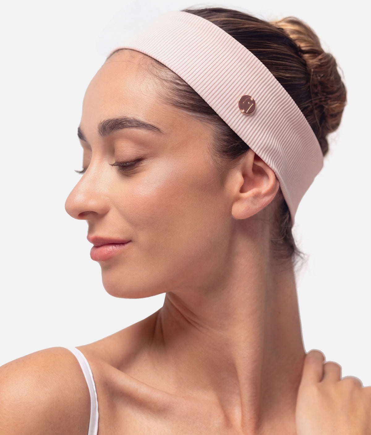 Mara Dancewear Ribbed Ballet Headband – Soft Pink & Light Cream
