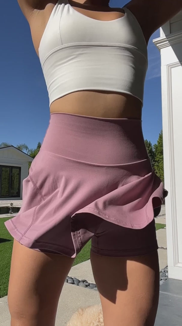  Bubblegum Twirl Skort – Built-In Shorts, High Waist, and Circle Skirt