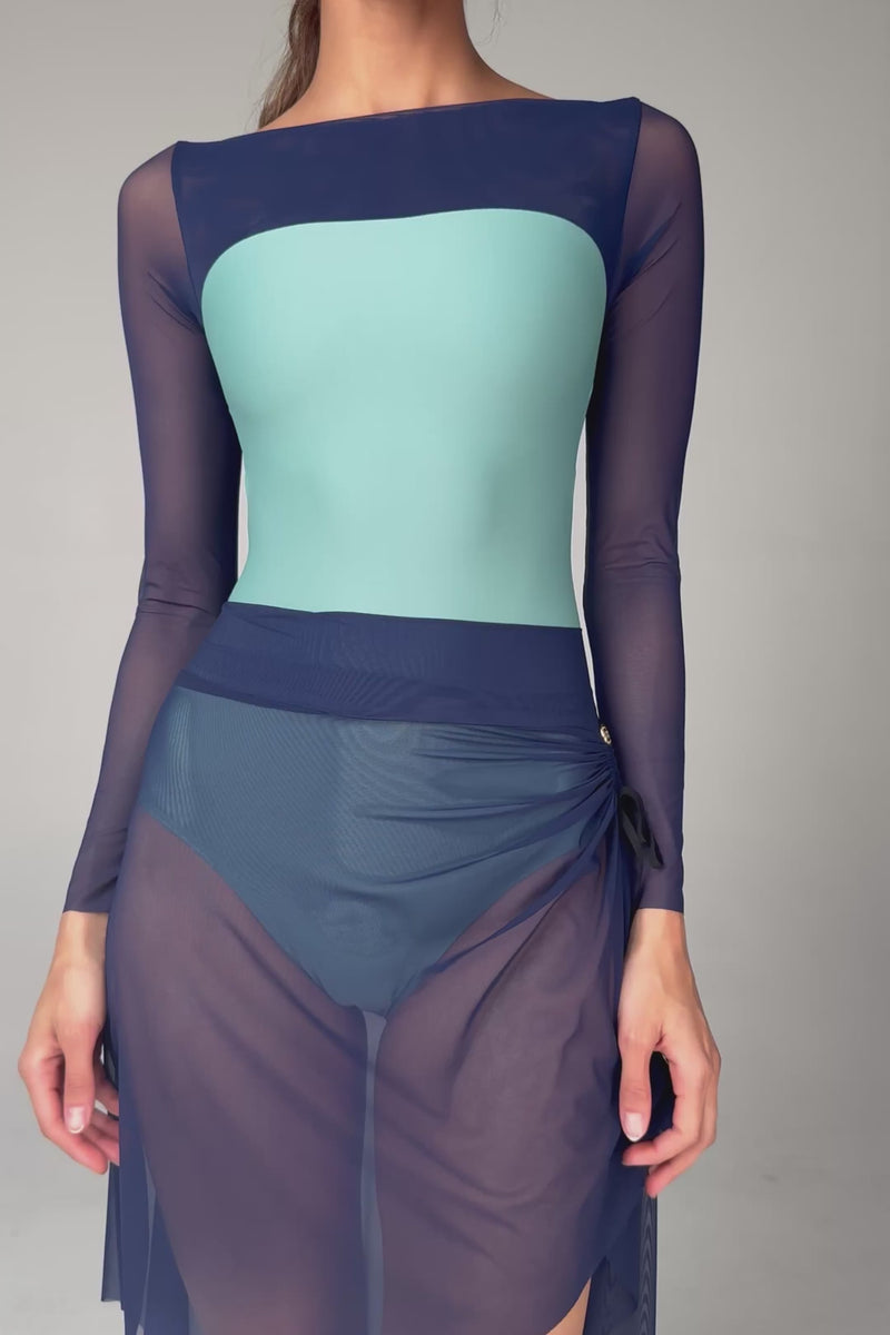 Bodile Gisella Mesh Rehearsal Skirt – High-Low Hem & Ribbon Ruching