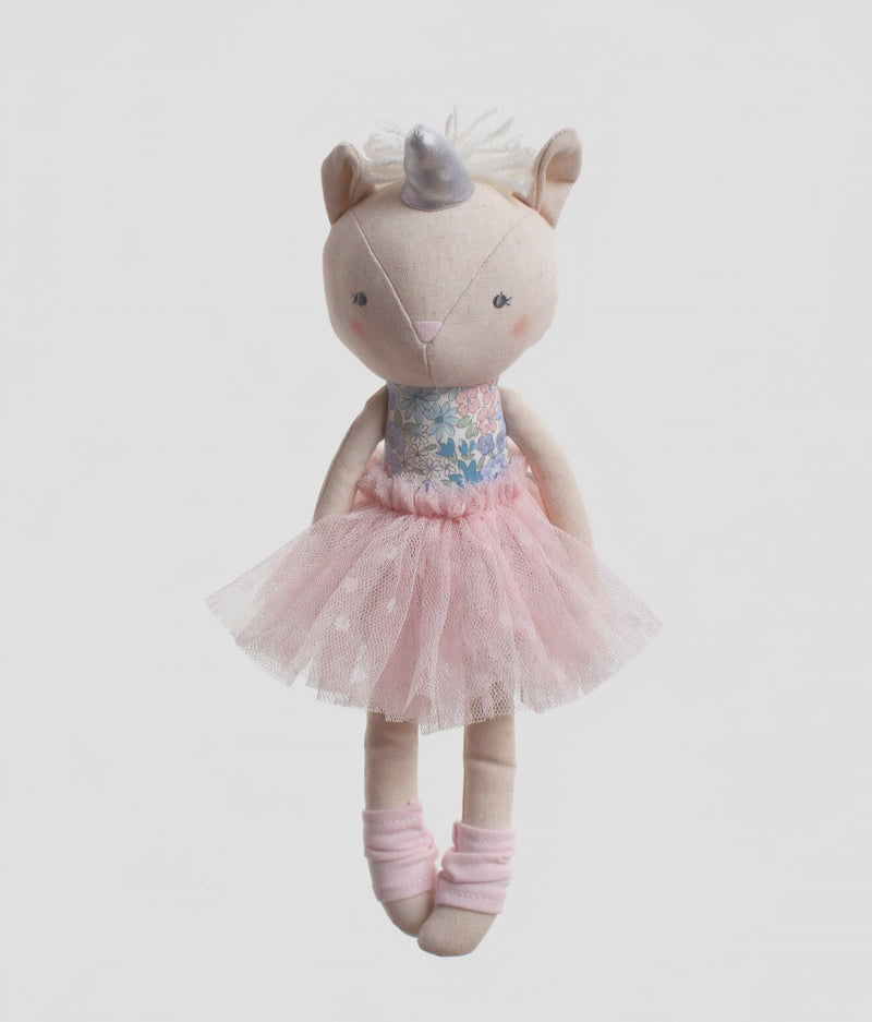Soft Rag Doll with Tulle Tutu, BLUE Floral Dress & Legwarmers - BABY UNICORN