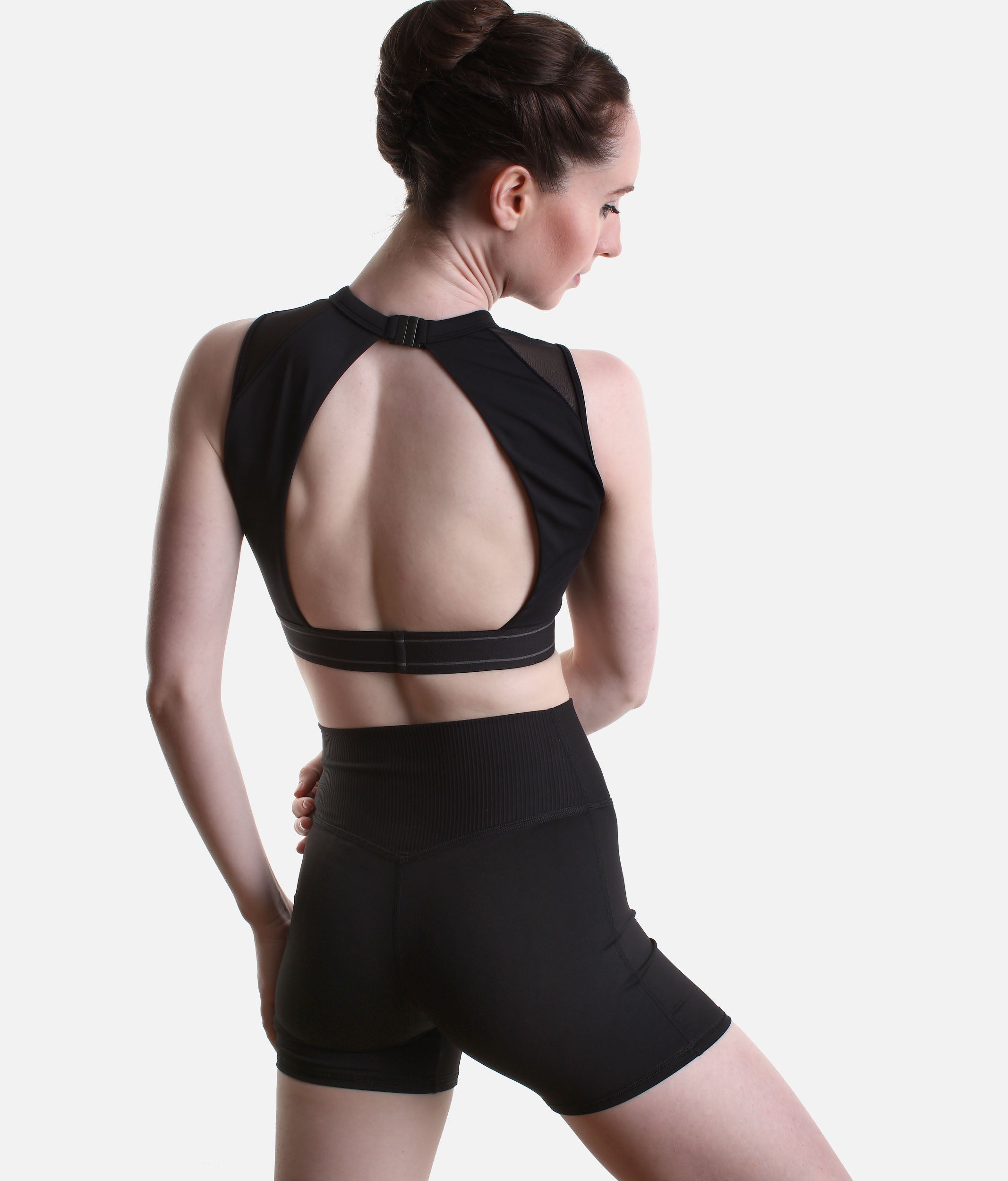 Elizabeth High-Waisted Rib Dance Shorts – Black - R90013