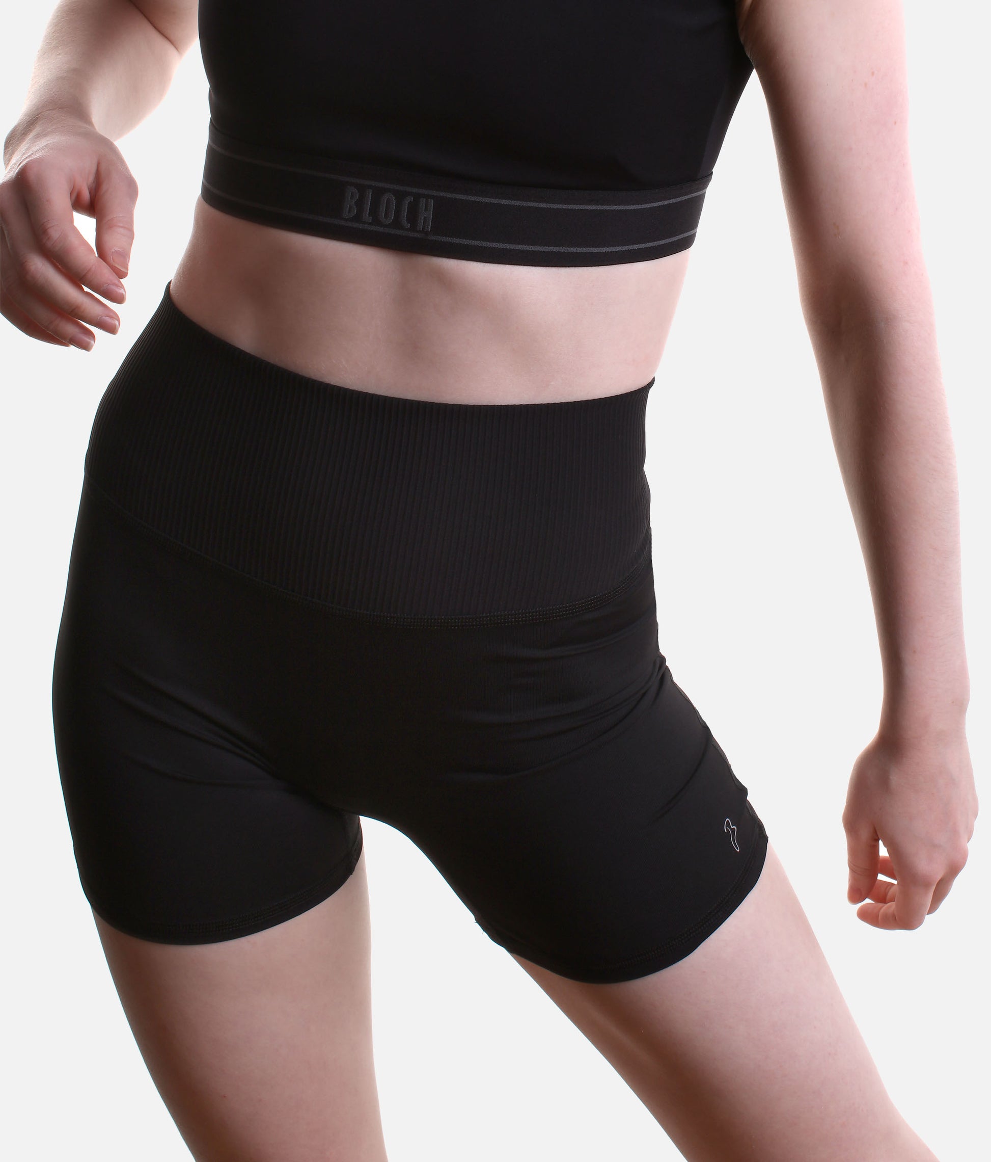 Elizabeth High-Waisted Rib Dance Shorts – Black - R90013