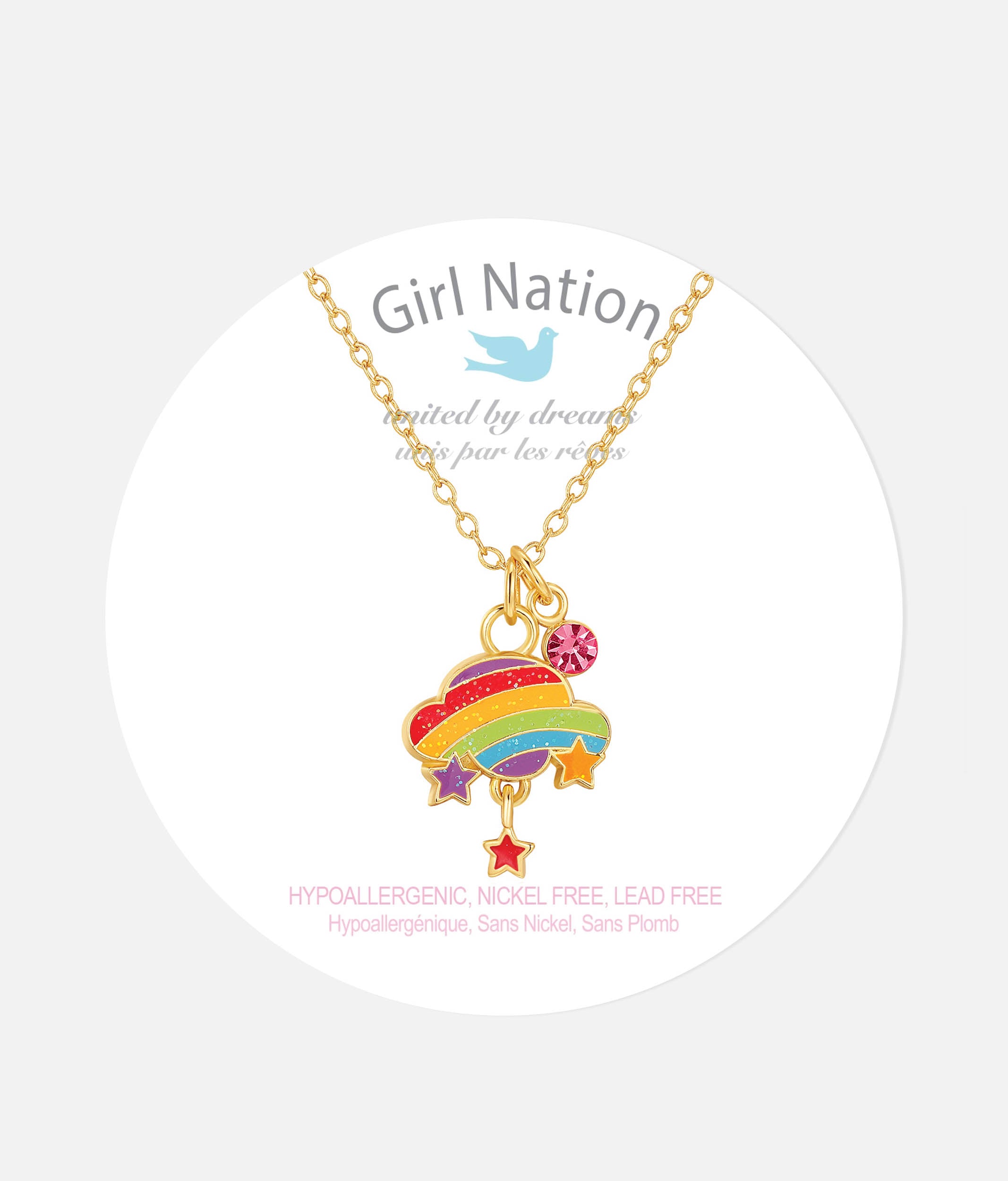 Girls Necklace, Crystal Rainbow Cloud - Sweet Petite