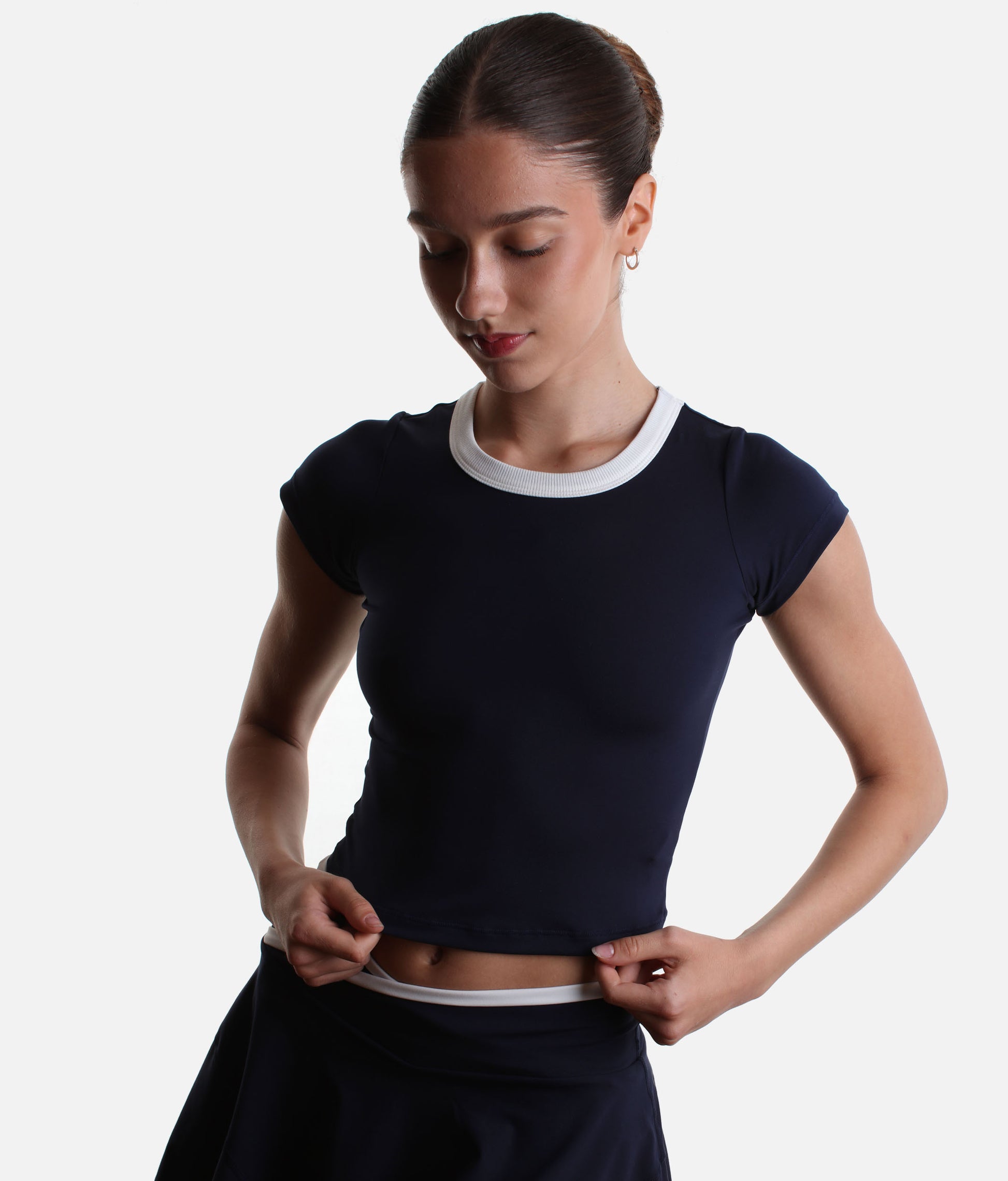 Call Me Baby Ringer Tee – Cropped Contrast T-Shirt