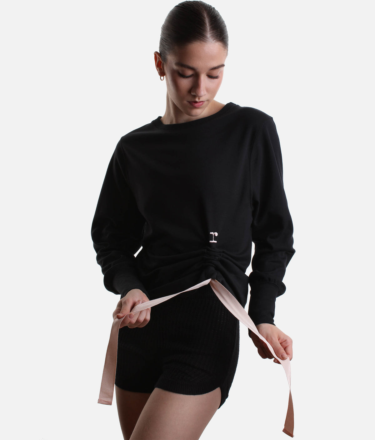 Repetto Side Bow Sweatshirt S0797 – Black Ballet Warm-Up Top