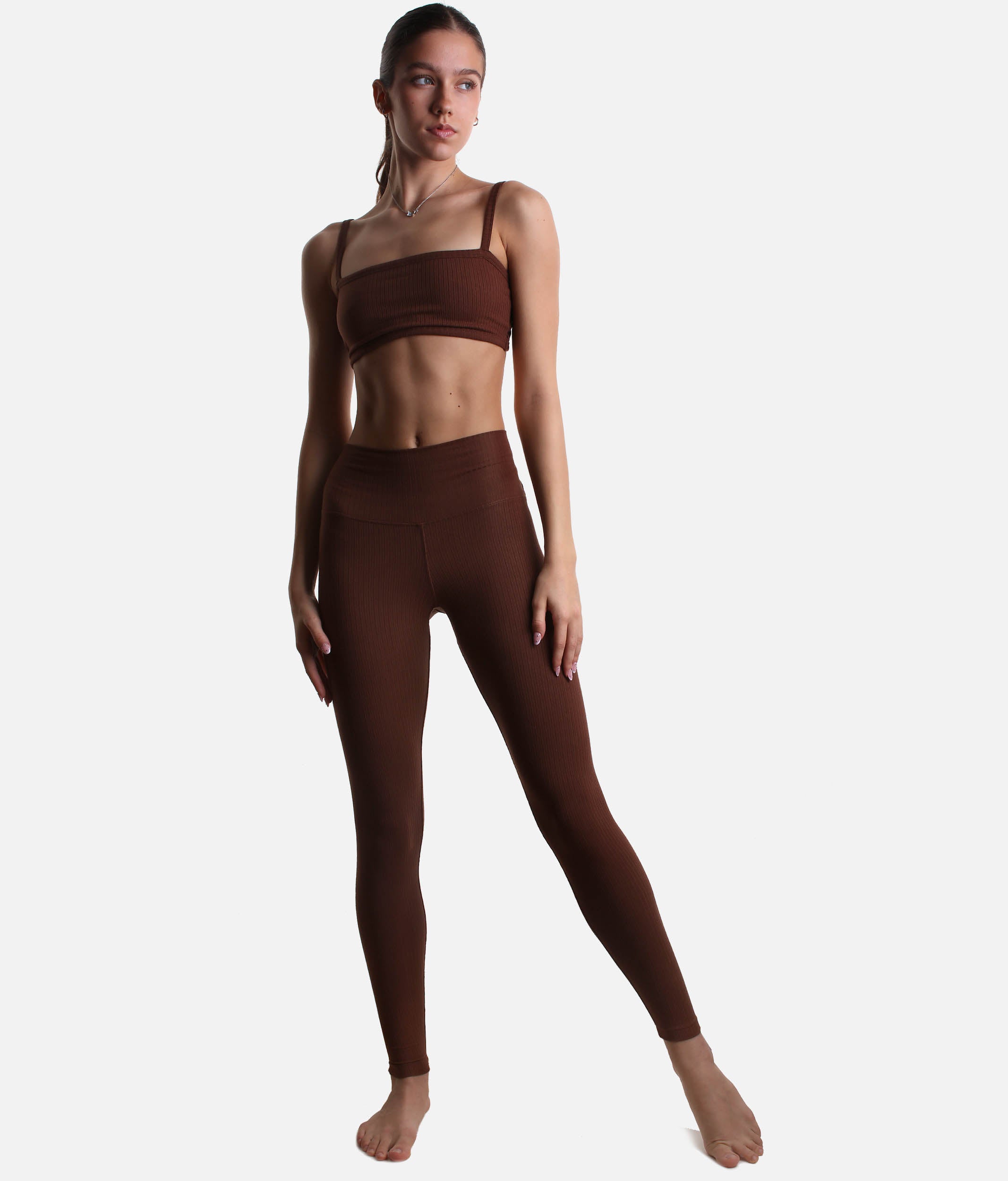 High-Waisted RIB LEGGINGS, Second-Skin Fit for Yoga, Pilates, Lounge