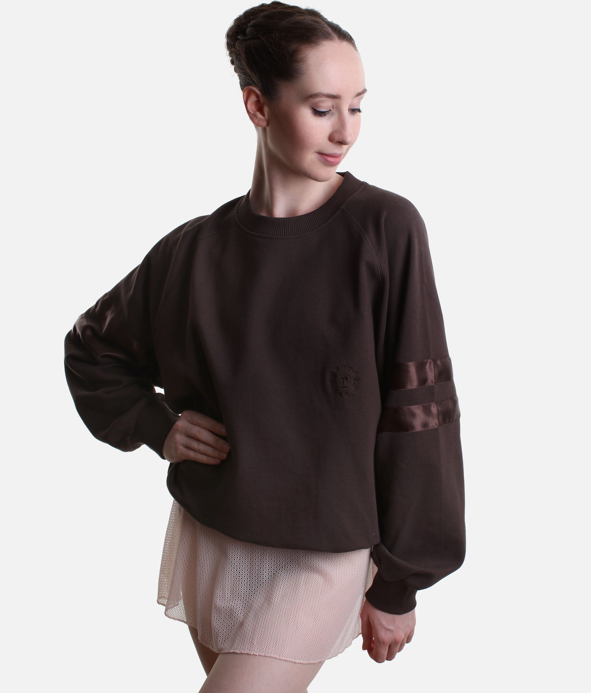 Oversized Sweatshirt with Satin Ribbon Detailing - S0573