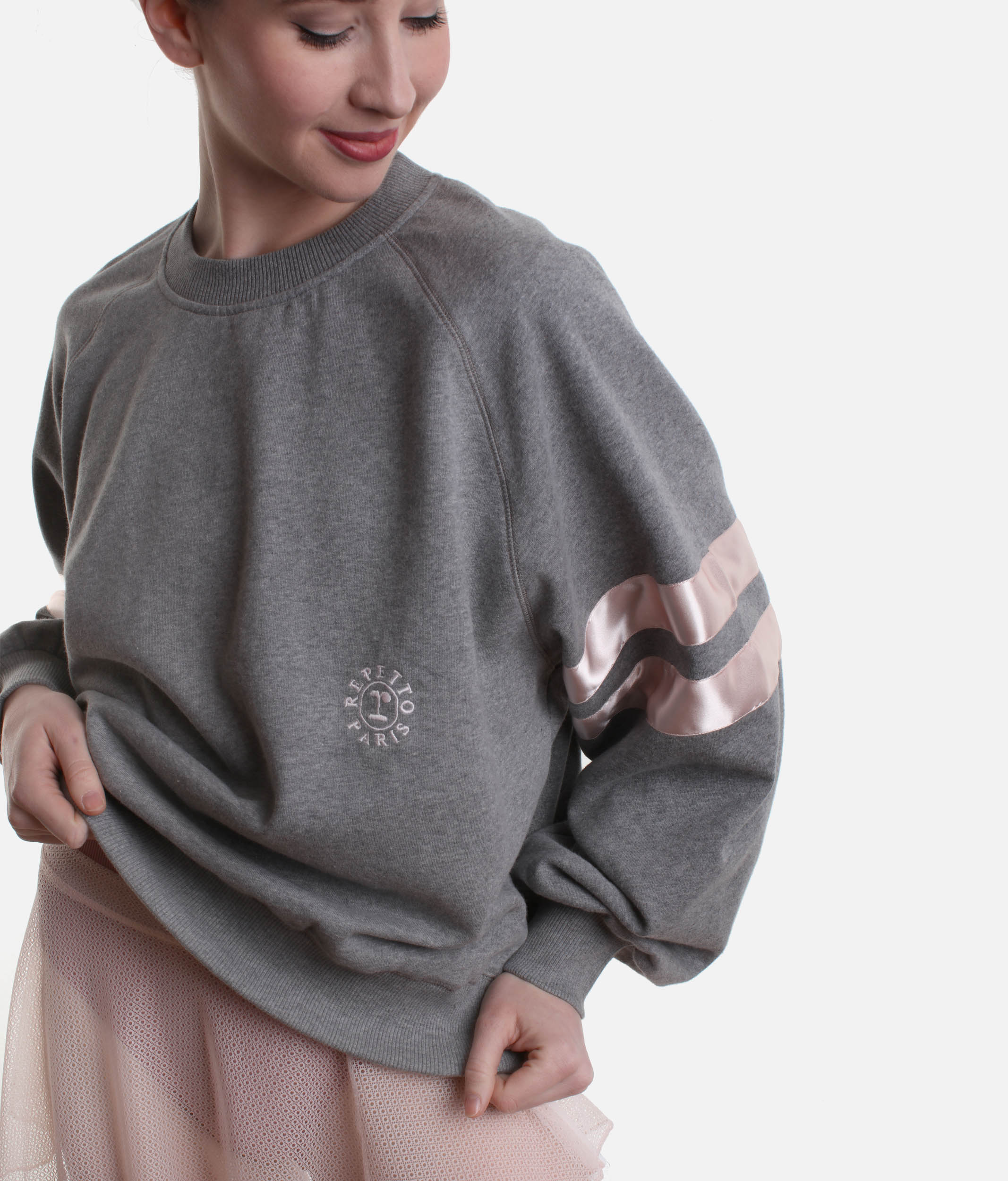 Oversized Sweatshirt with Satin Ribbon Detailing - S0573