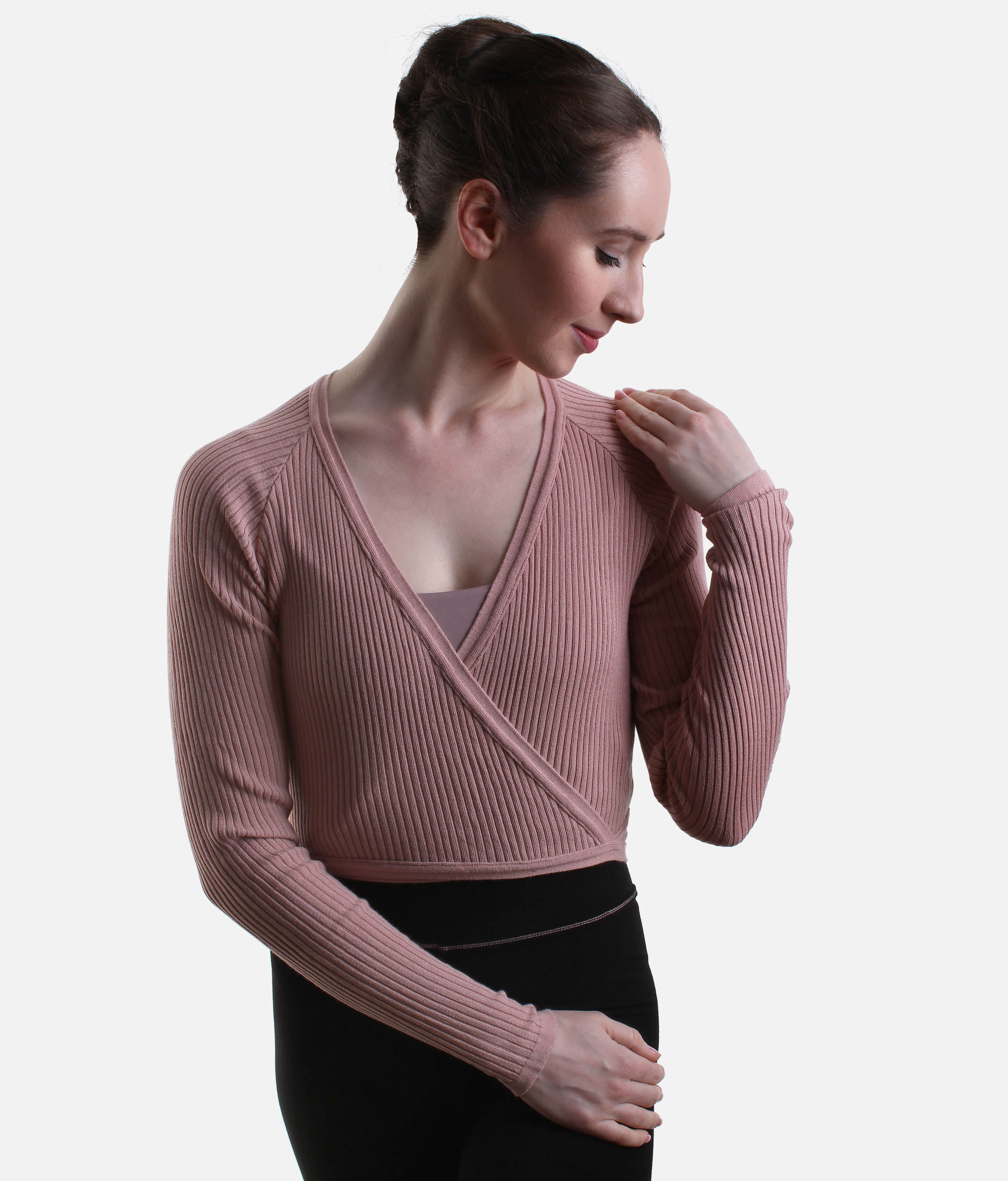 Knit Wrap Top, Soft Ribbed Ballet Warm-Up Layer - S0669