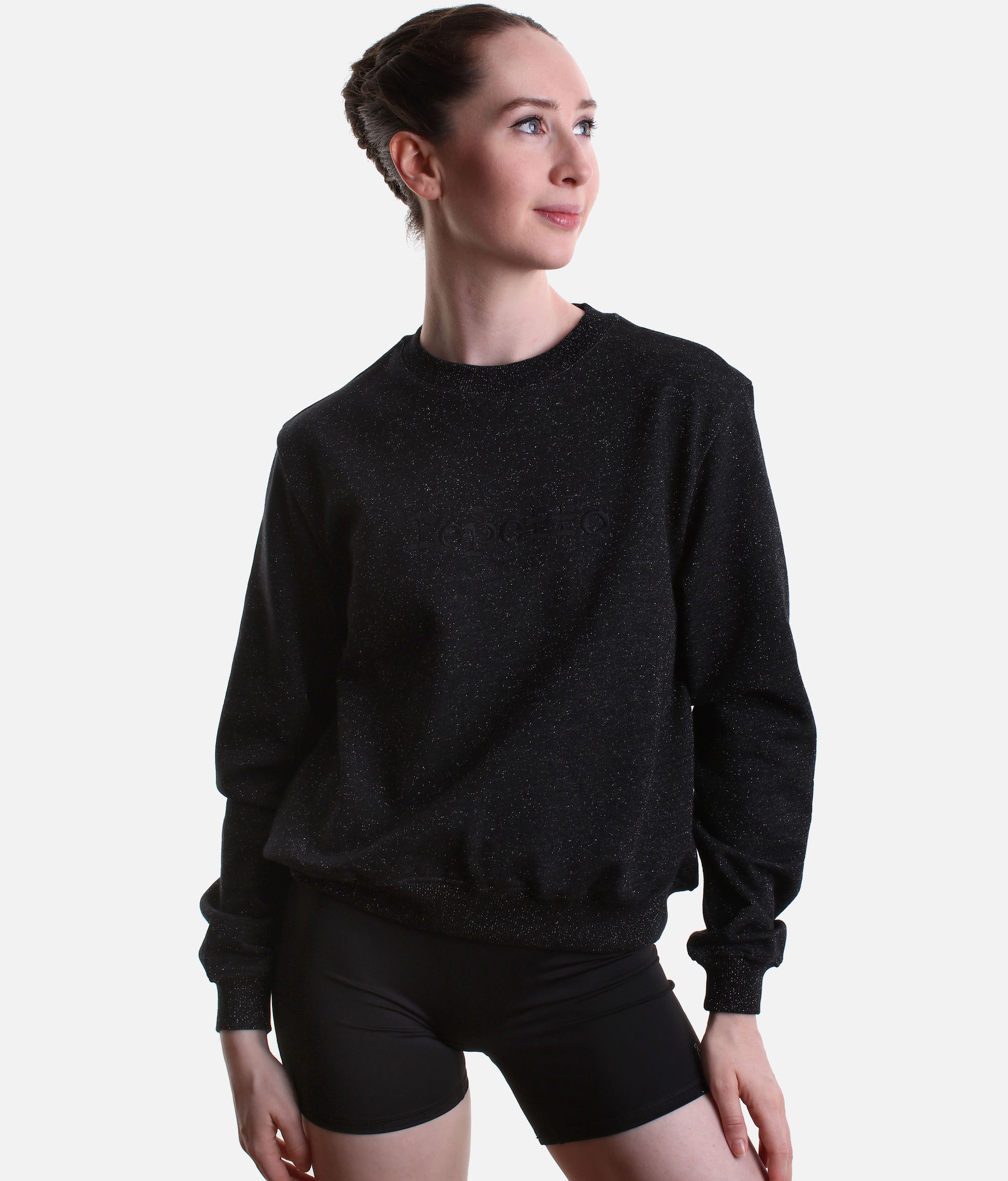 Sparkle Sweatshirt, Black Cotton Fleece - S0696P