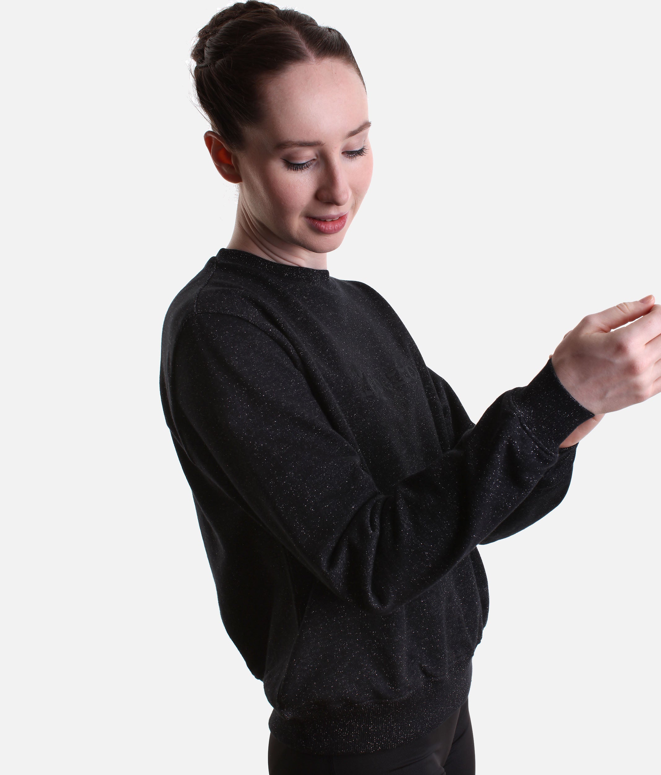 Sparkle Sweatshirt, Black Cotton Fleece - S0696P