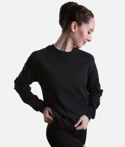 Sparkle Sweatshirt, Black Cotton Fleece - S0696P