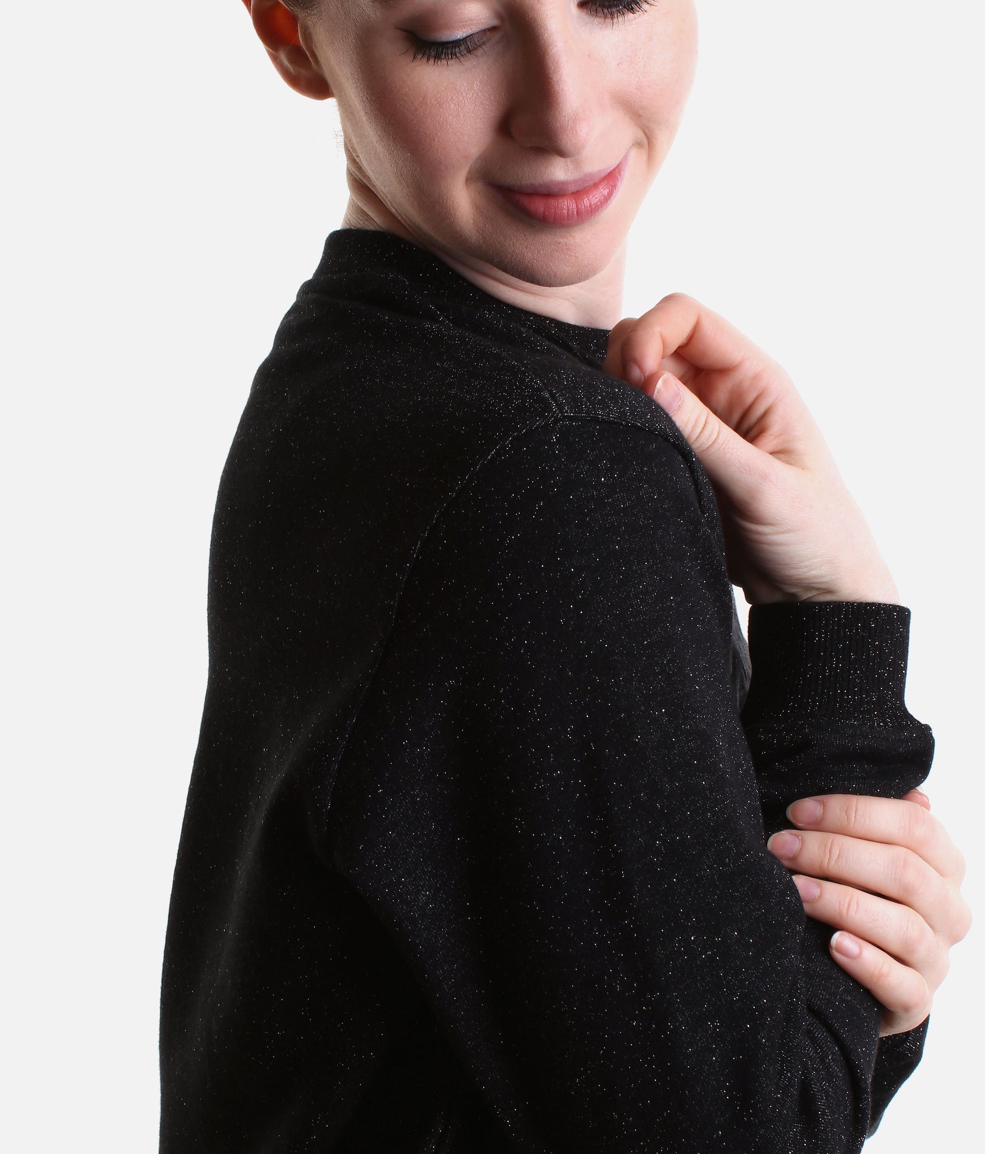 Sparkle Sweatshirt, Black Cotton Fleece - S0696P
