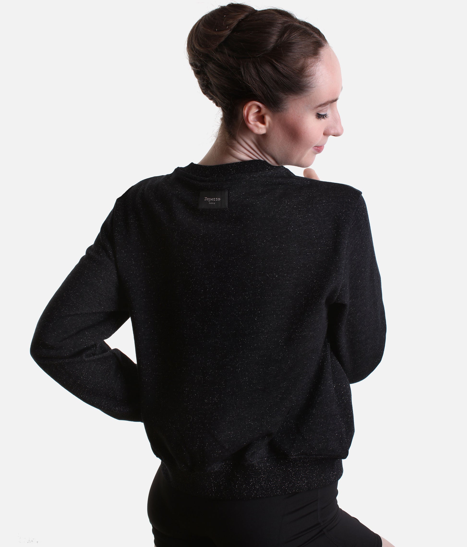 Sparkle Sweatshirt, Black Cotton Fleece - S0696P