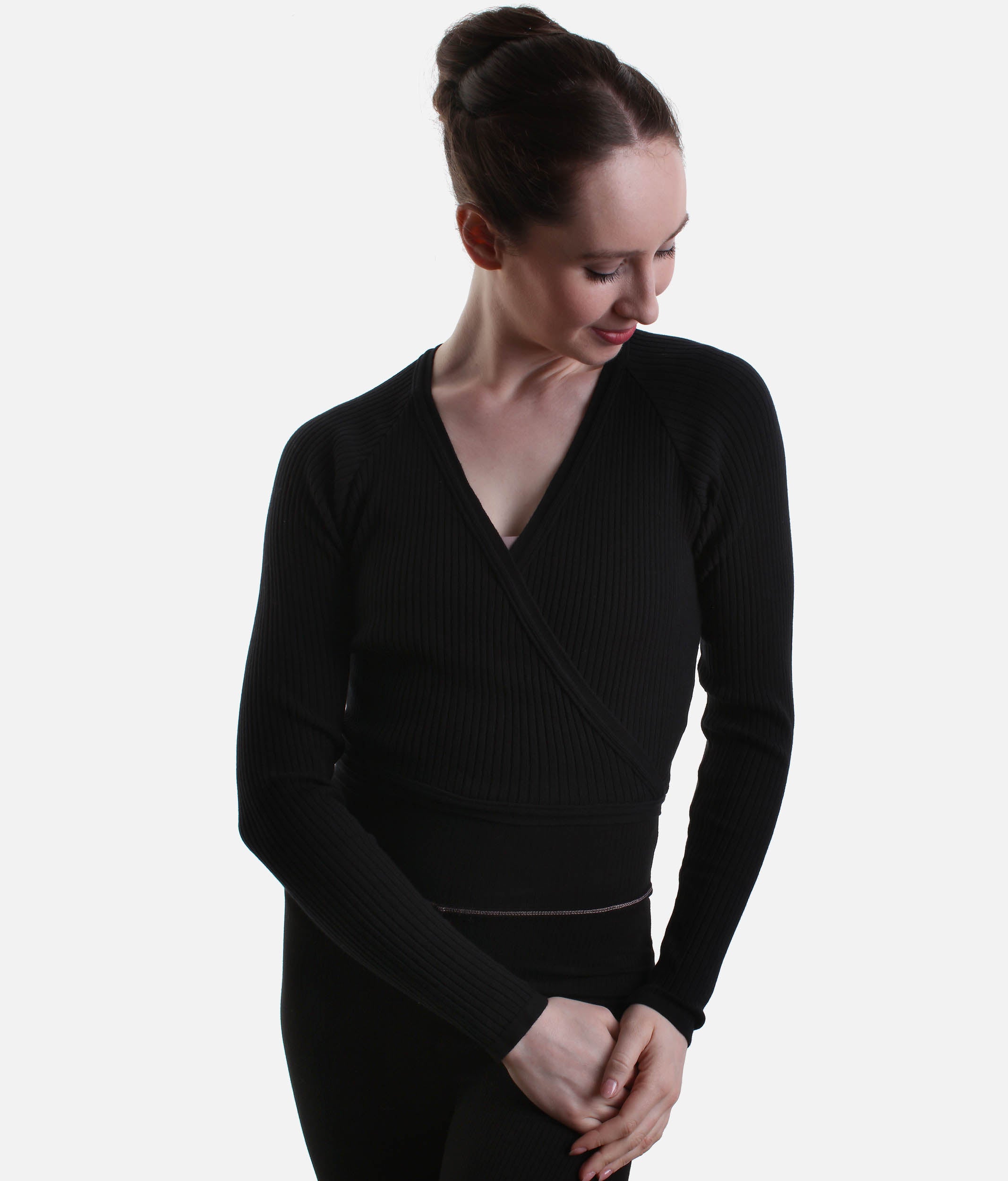 Knit Wrap Top, Soft Ribbed Ballet Warm-Up Layer - S0669