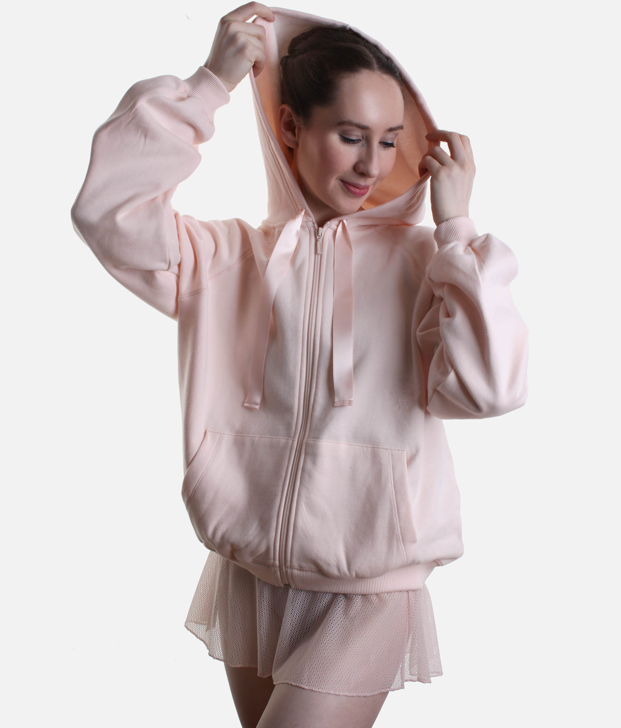 Zip-Up Hoodie, Satin Ribbon Inspired Ballet Warm-Up - S0700