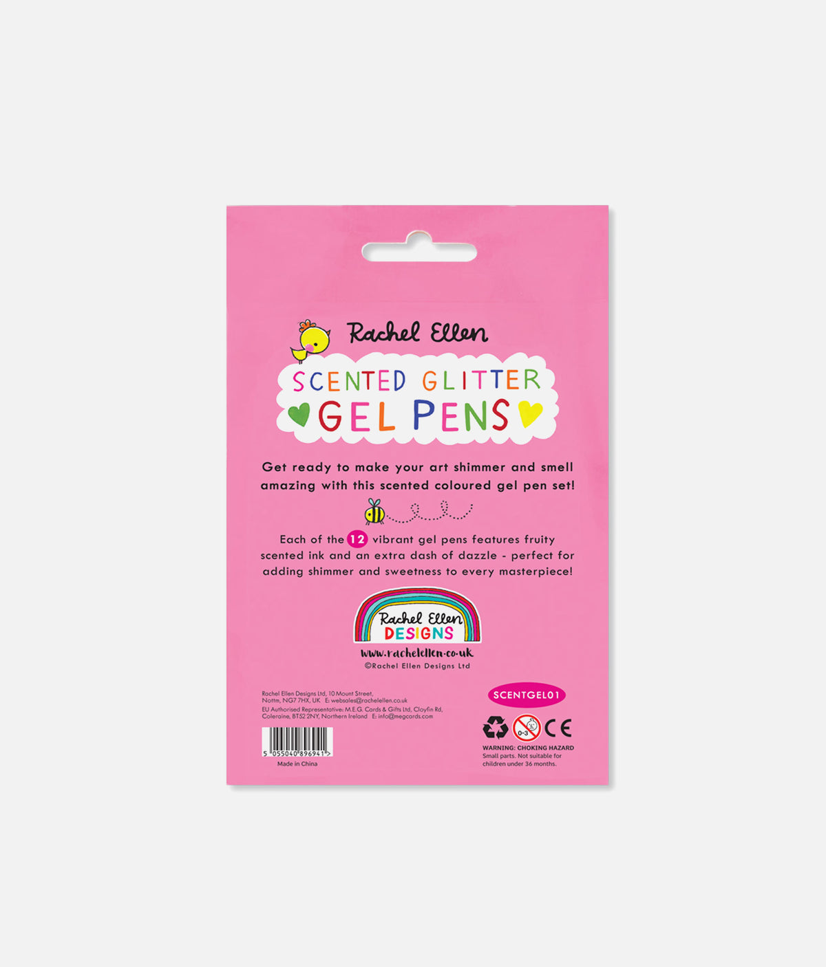 Rachel Ellen Scented Glitter Gel Pens – Unicorn & Rainbow Set of 12