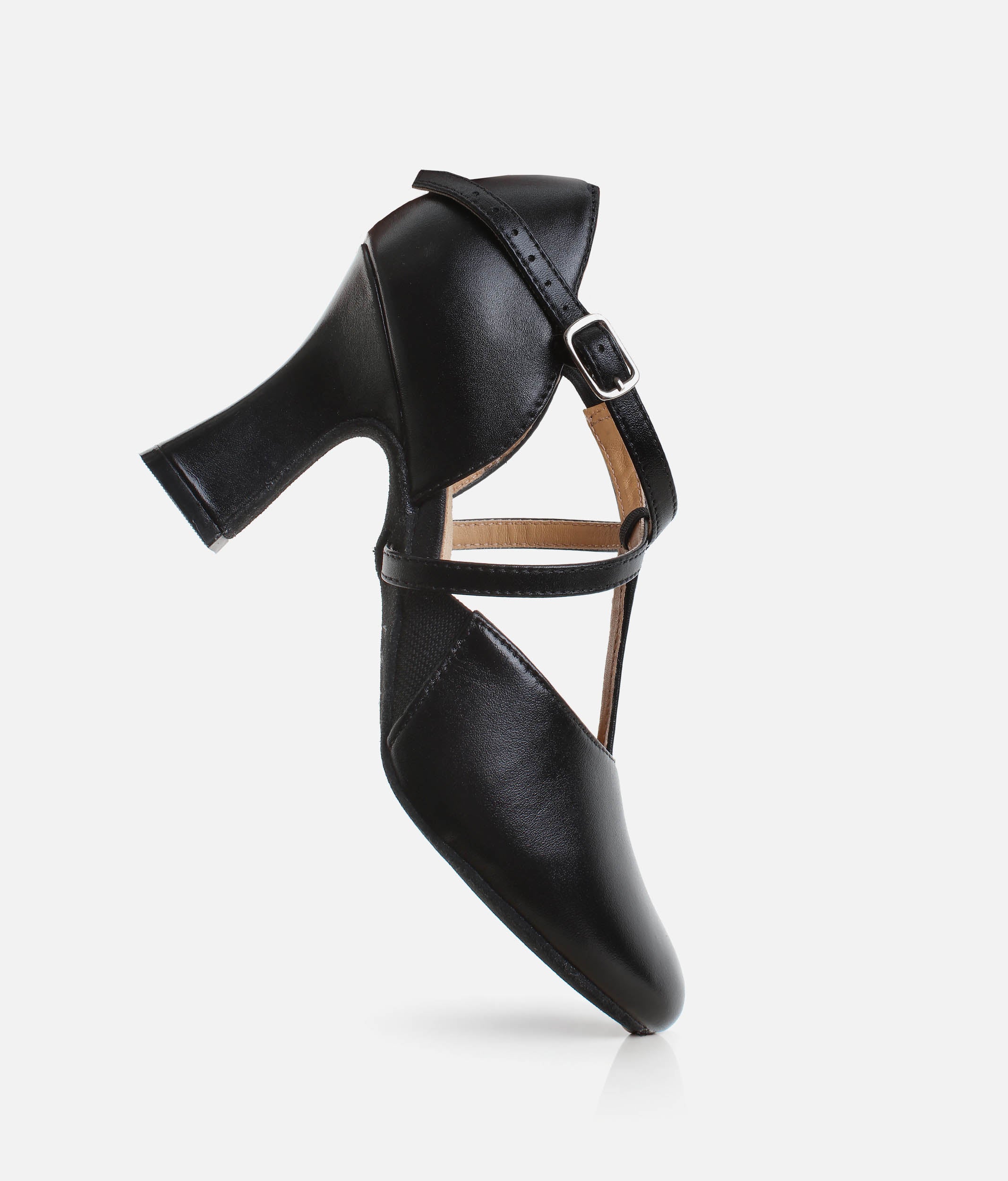 SD153 - High-Stability X-Strap Leather Character Shoes, Reinforced Heel