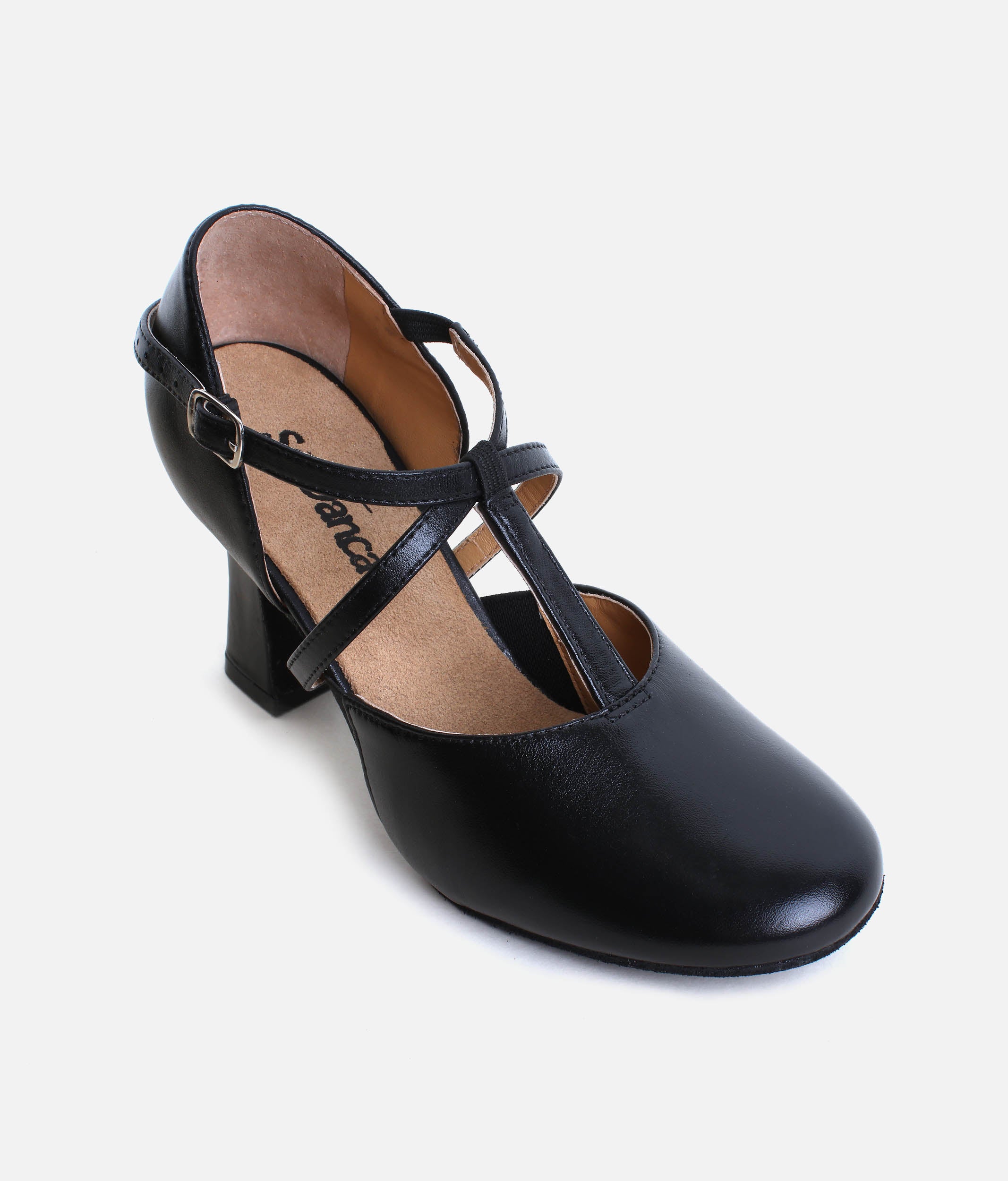 SD153 - High-Stability X-Strap Leather Character Shoes, Reinforced Heel