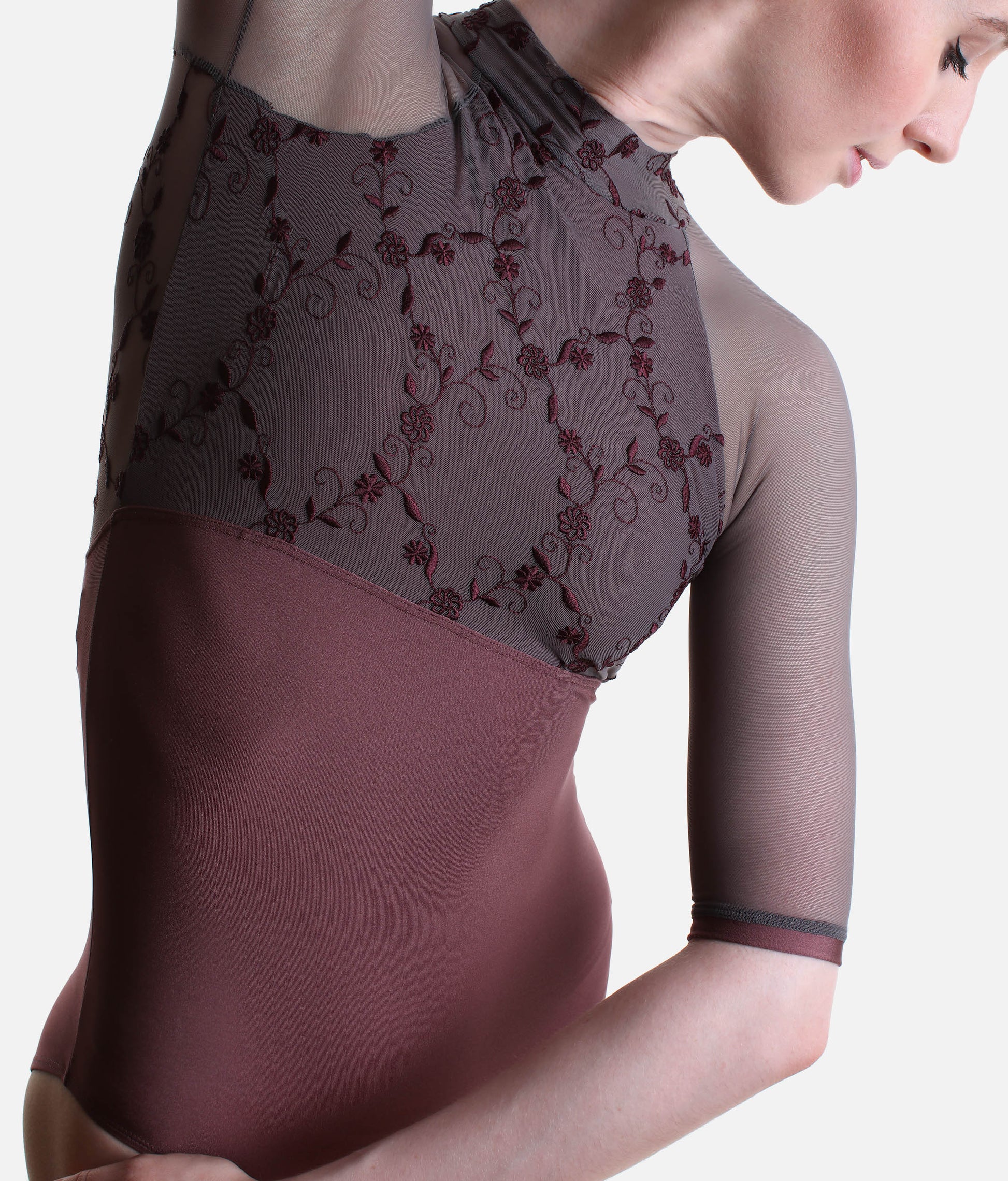 High Neck Ballet Leotard with Deep Triangle Back - SELENE CL Supernatural