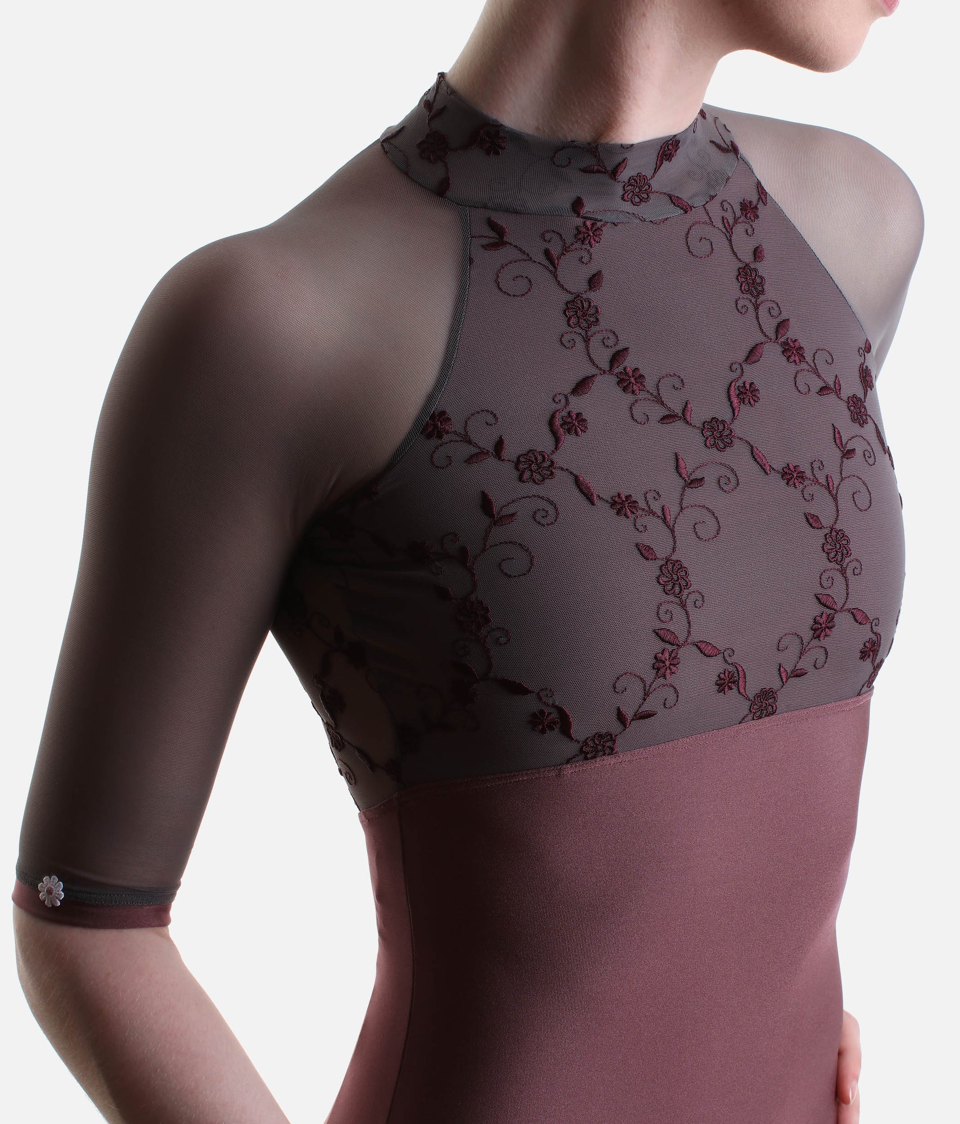 High Neck Ballet Leotard with Deep Triangle Back - SELENE CL Supernatural