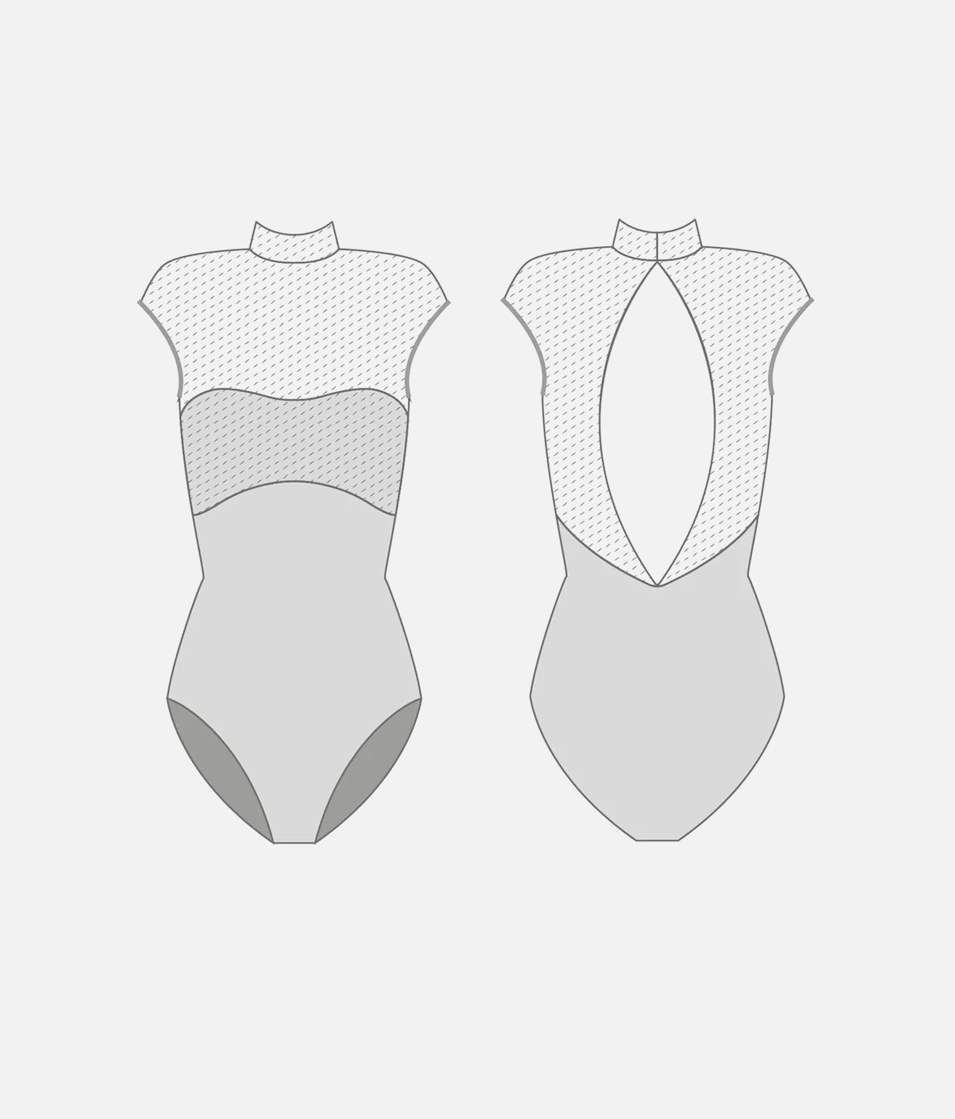 Sophisticated High Neck Ballet Leotard with Keyhole Back - SELENE DI Nero